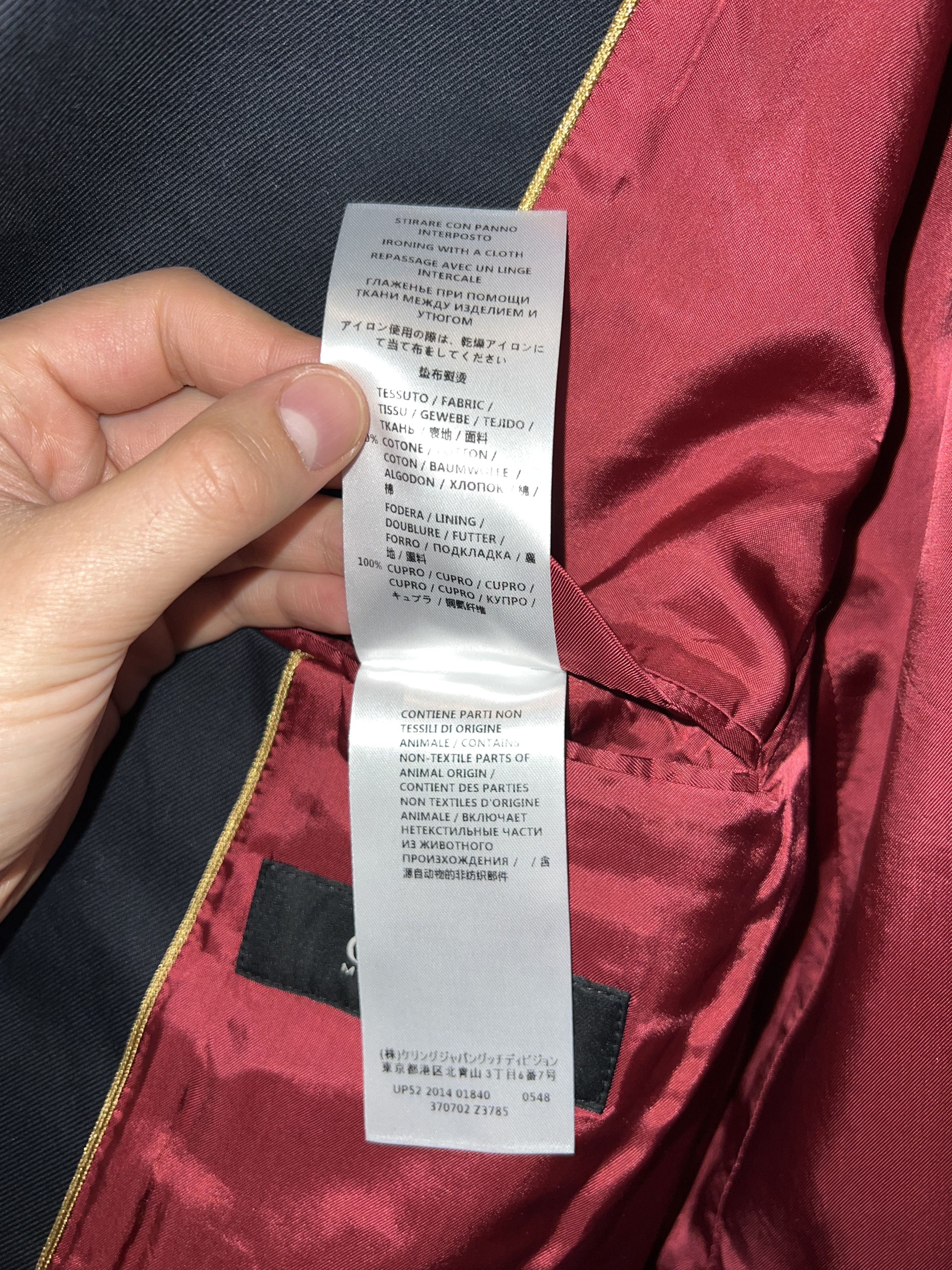 Gucci Gucci Navy Field Jacket with Epaulettes & Red Satin Size 50R Size 50R - 9 Thumbnail