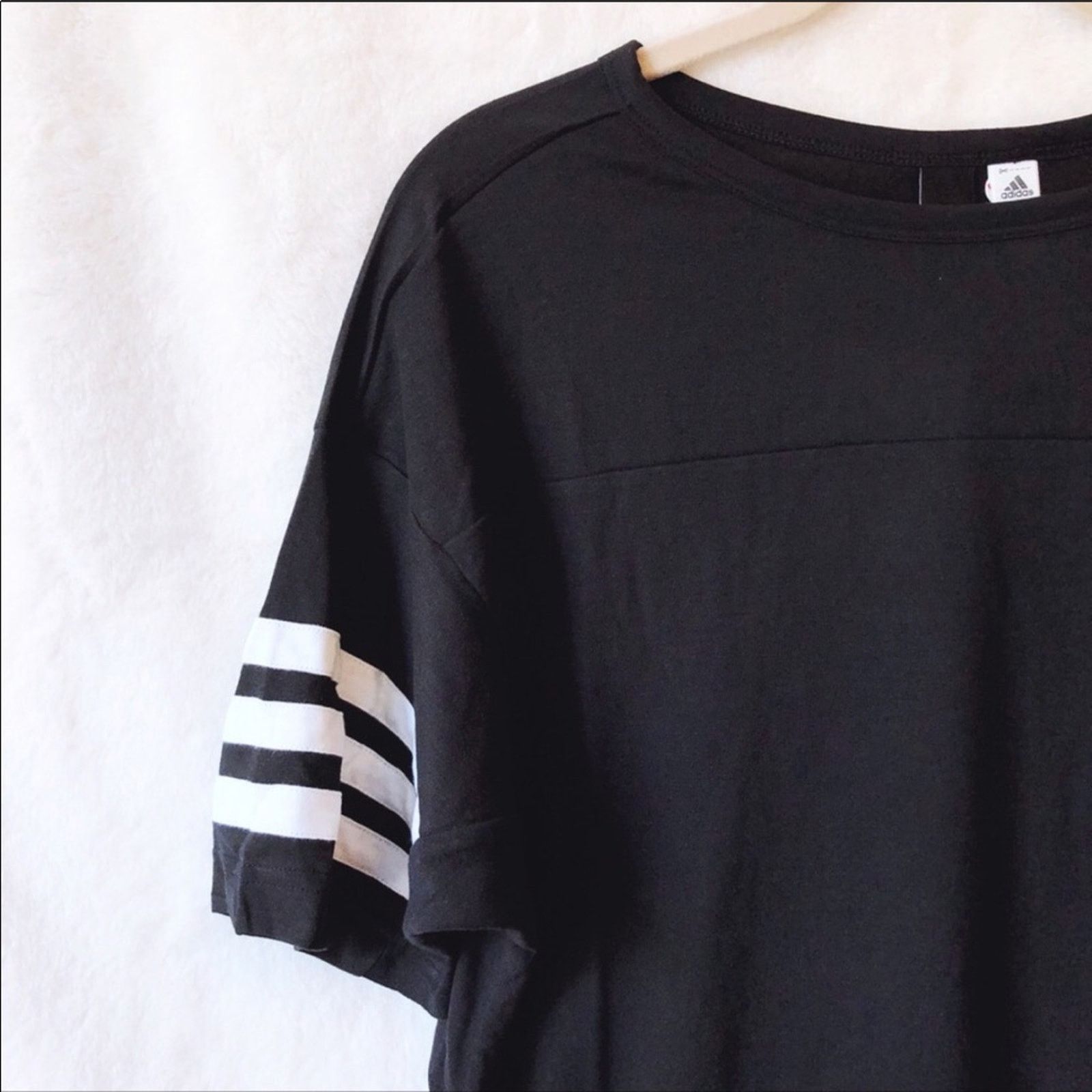 Adidas adidas 3 White Stripe Black T-Shirt Size XS / US 0-2 / IT 36-38 - 4 Thumbnail