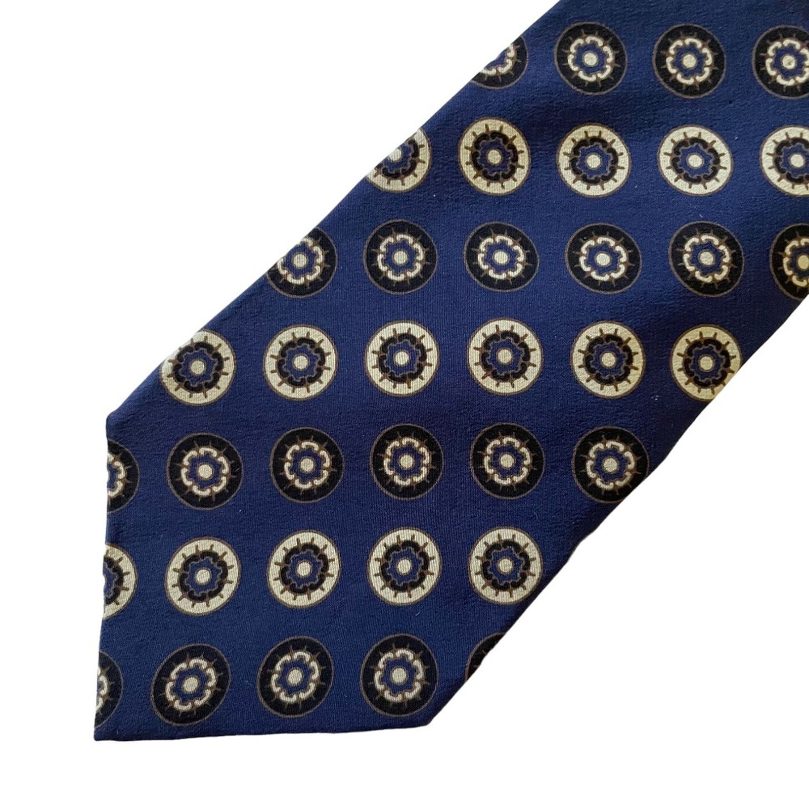 Lanvin × Vintage Vintage Lanvin Navy Blue Foulard Silk Tie - Made in Italy Size ONE SIZE - 7 Thumbnail