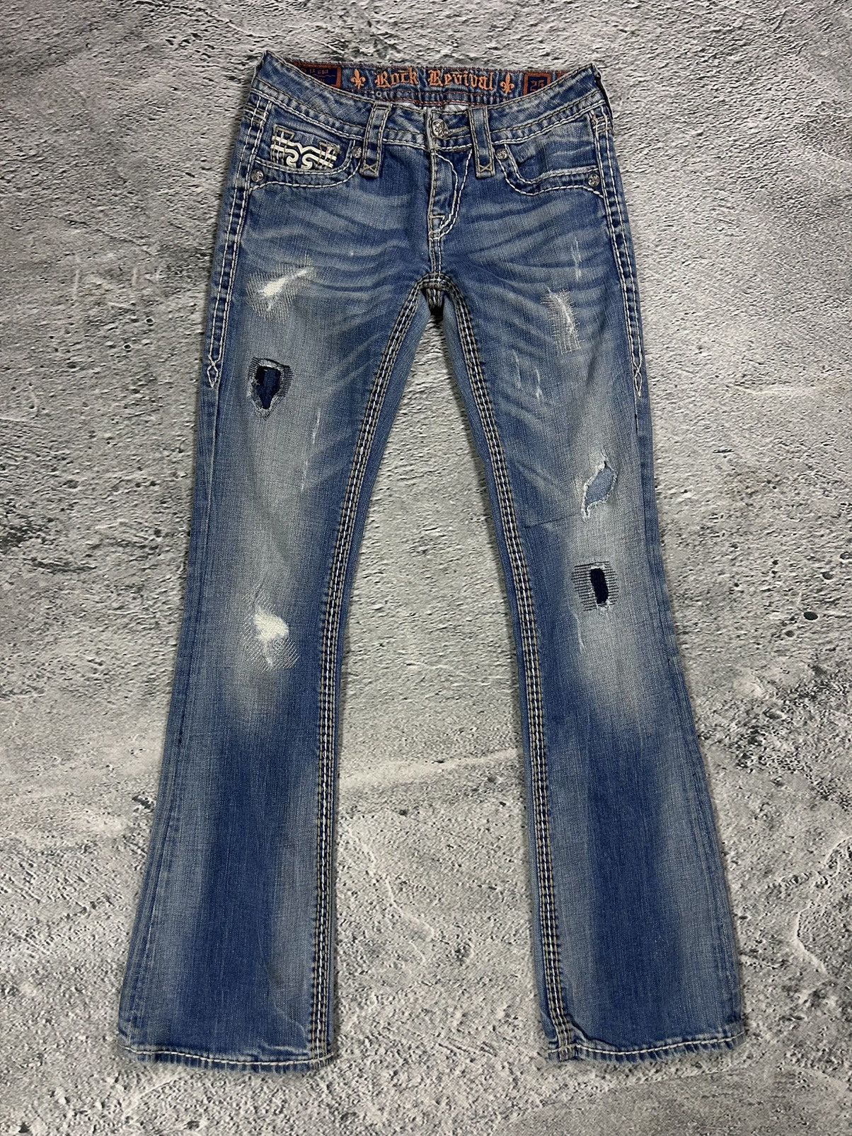 Rock Revival Rock Revival vintage light jeans leather patch Y2K flared Size 25" / US 0 / IT 36 - 6 Thumbnail