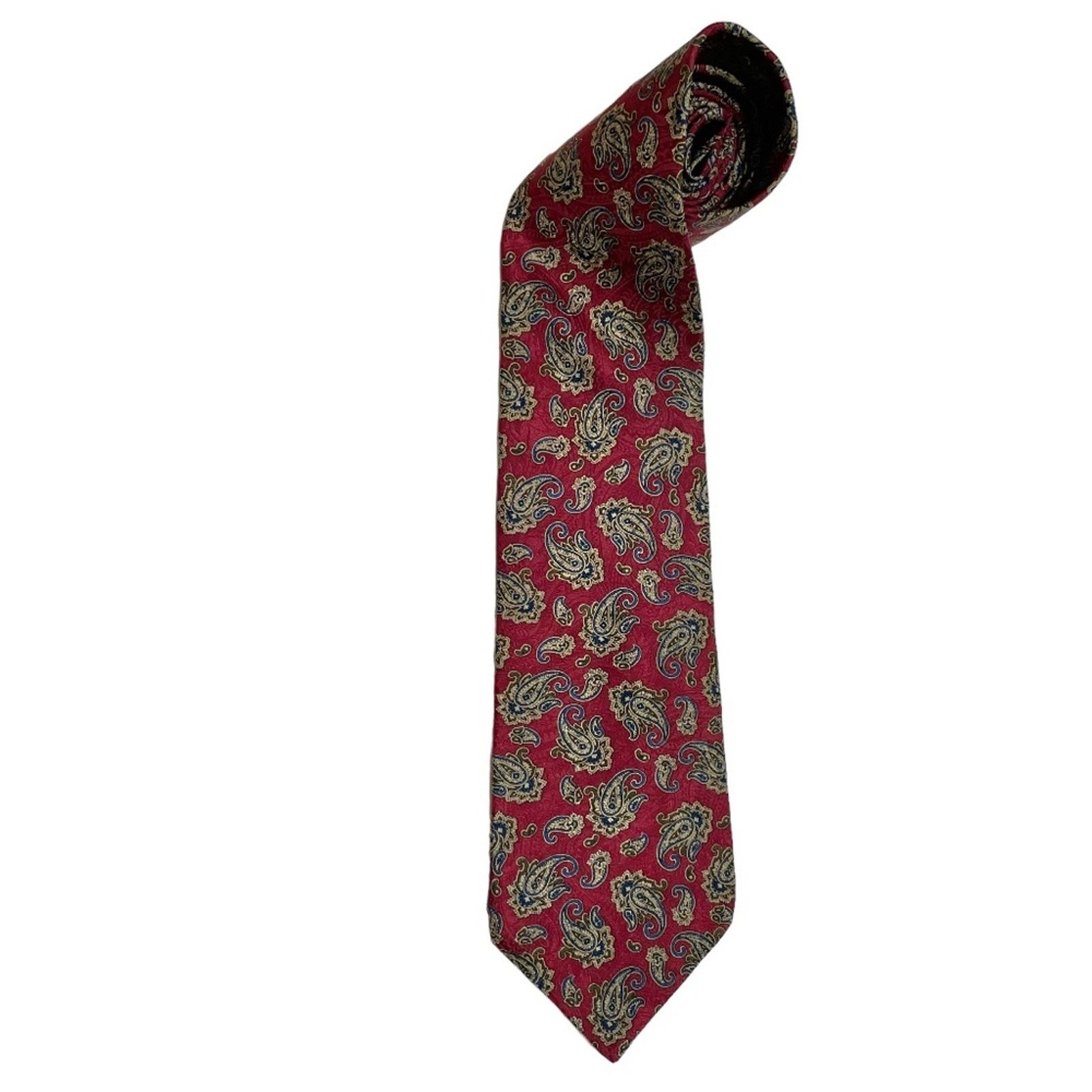 Liberty × Vintage Vintage Liberty of London Red Paisley Woven Silk Necktie Tie Size ONE SIZE - 8 Thumbnail