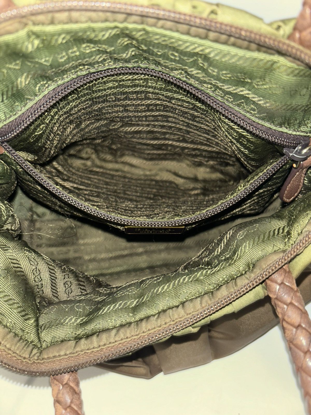 Prada Prada Hand Bag Green Nylon Size ONE SIZE - 16 Thumbnail