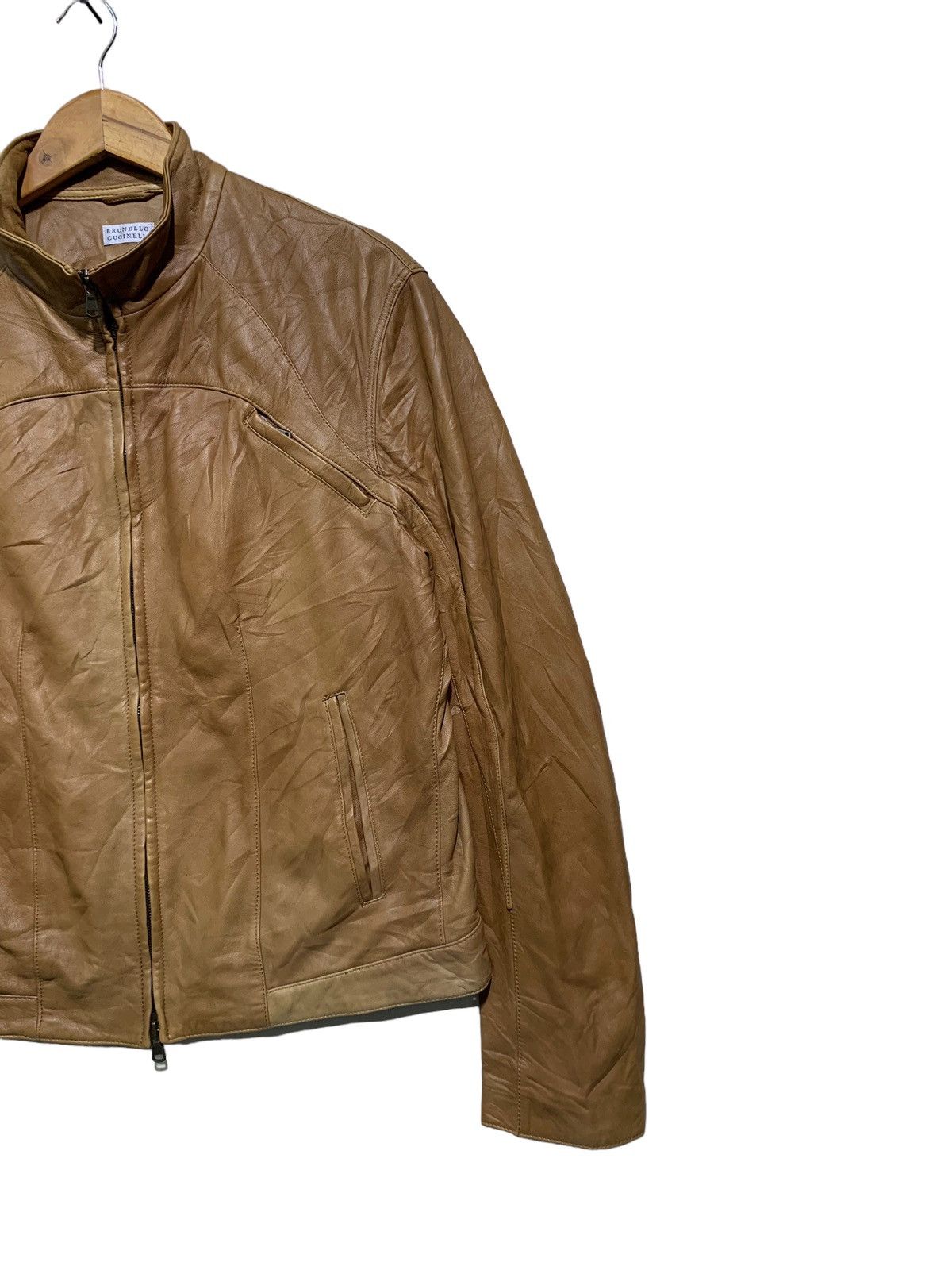 Brunello Cucinelli 🔥BRUNELLO CUCINELLI VERA PELLE LEATHER BIKERS JACKETS Size US M / EU 48-50 / 2 - 3 Thumbnail
