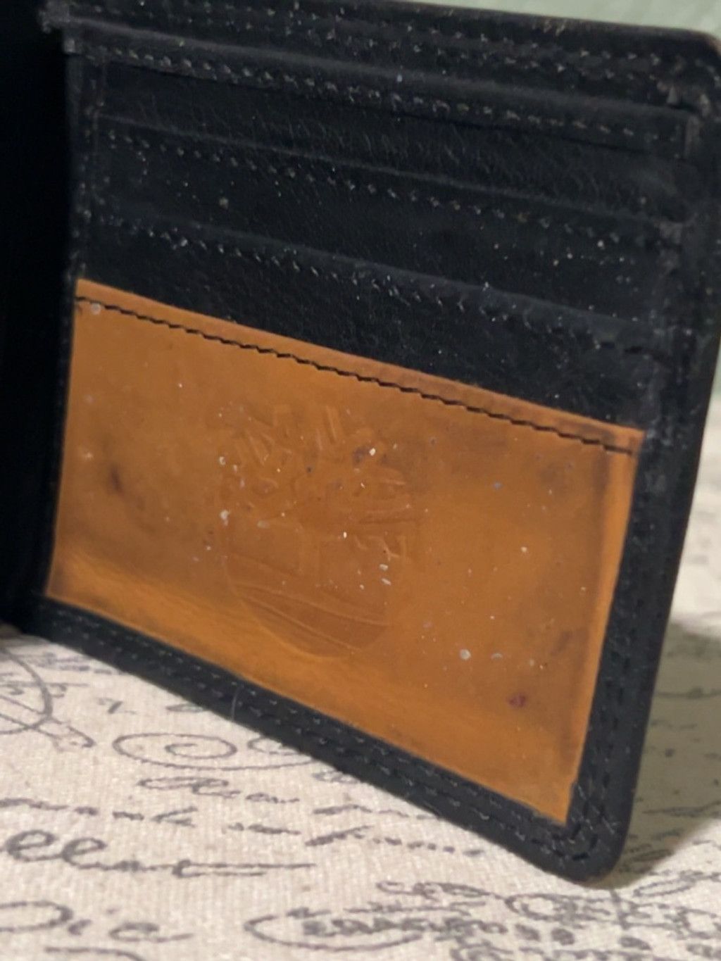 Timberland Timberland Black Leather Card Wallet with Brown Logo Panel Size ONE SIZE - 4 Thumbnail