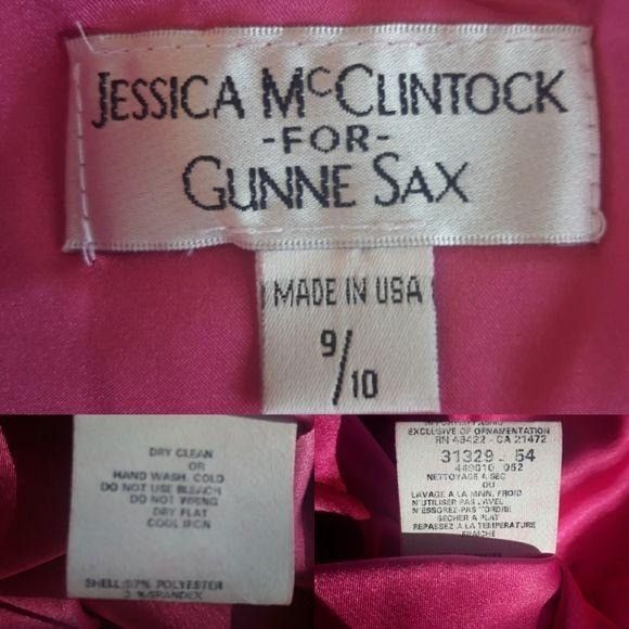 Jessica McClintock Vtg Gunne Sax Dress Sz 8 Pink Satin Formal Floor Ruffle Swee Size M / US 6-8 / IT 42-44 - 3 Thumbnail