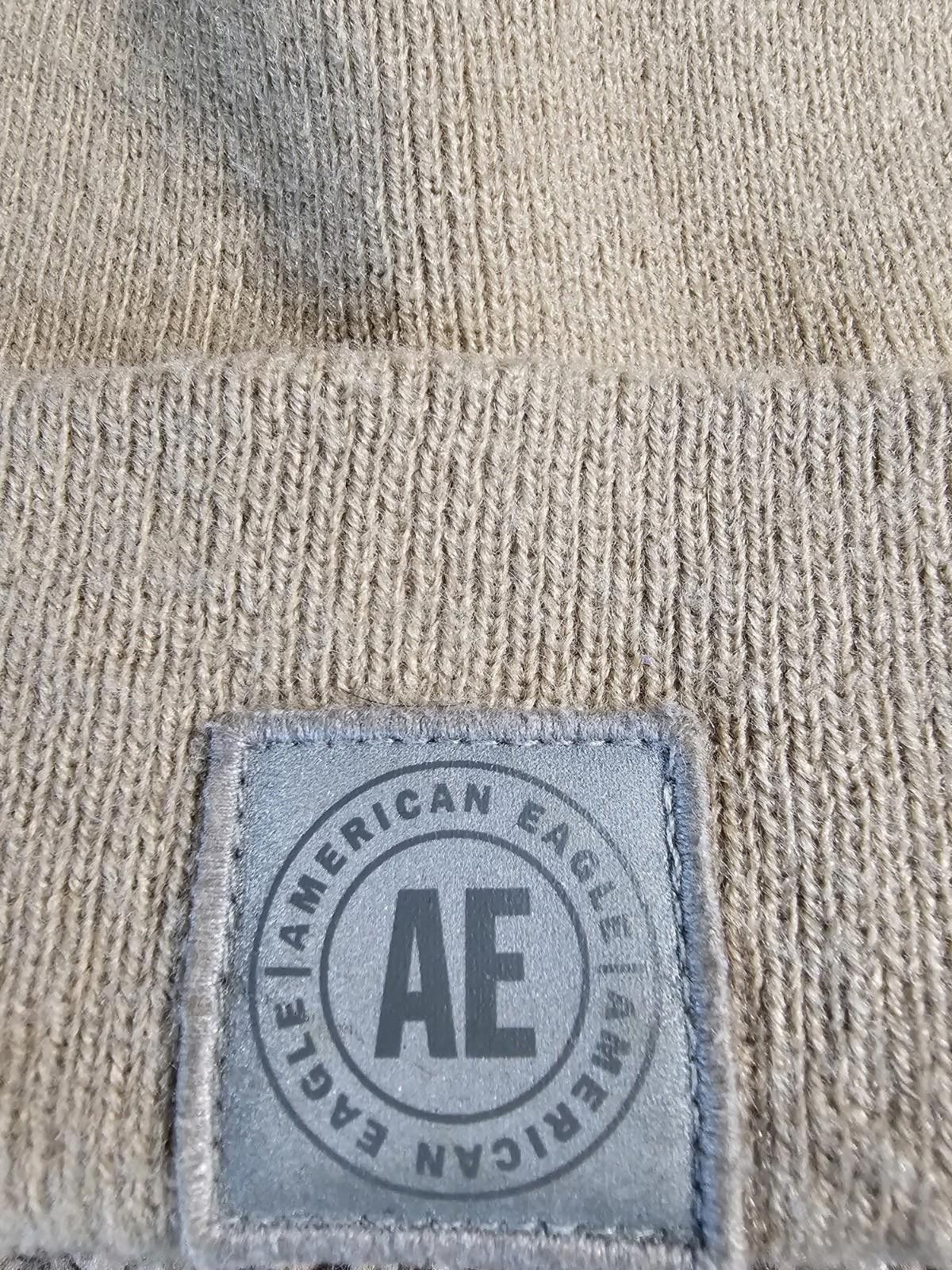 American Eagle Outfitters American Eagle AE Beanie Hat One Size Beige Tan Knit Logo Size ONE SIZE - 2 Thumbnail