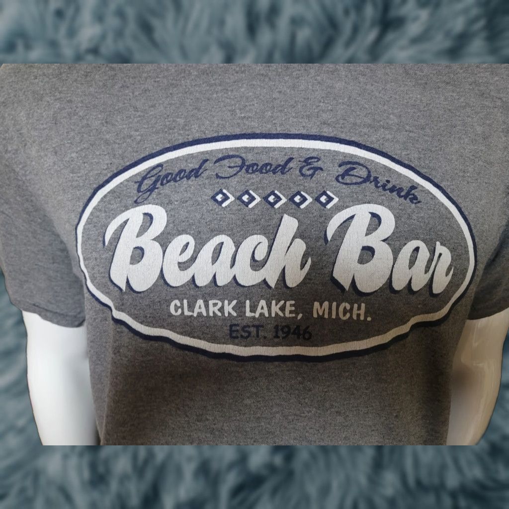 Gildan VINTAGE Beach Bar Clark Lake MI T Shirt Large Restaurant Pub Cafe Nice Size US L / EU 52-54 / 3 - 1 Thumbnail