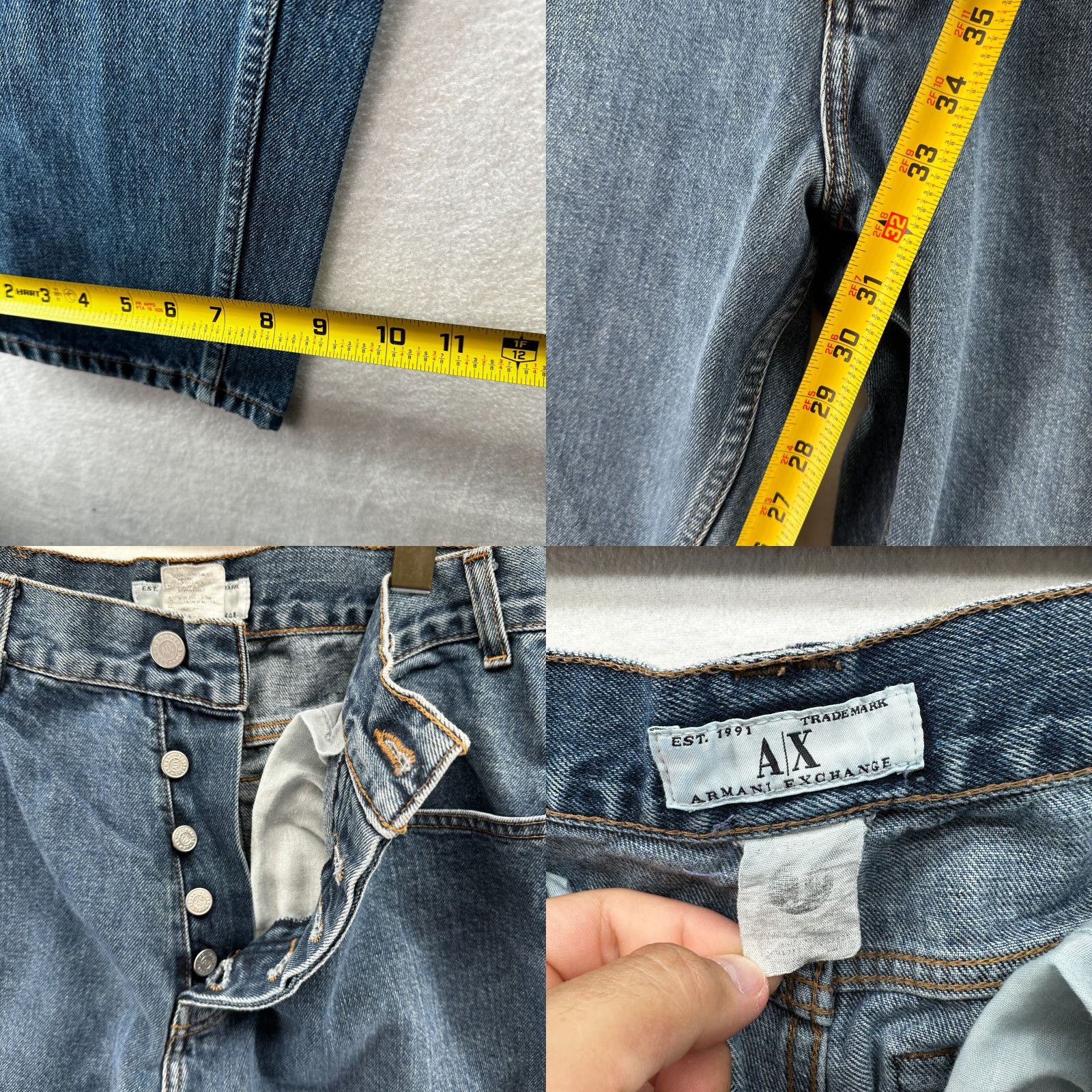 Armani Exchange VINTAGE Armani Exchange Jeans Mens 33x34 Blue Cotton Denim Bootcut Relaxed Jeans USA 90s Mens Size US 33 - 8 Thumbnail
