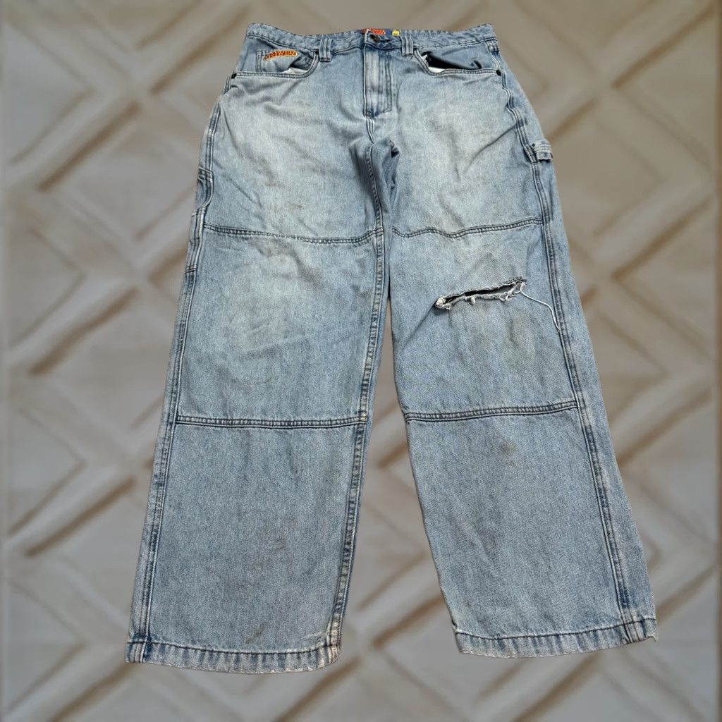 Empyre VINTAGE Empyre Y2K Relaxed Fit Carpenter Denim Jeans Womens 32 Blue Light Wash Straight Streetwear 90s Size 24" / US 00 / IT 34 - 1 Thumbnail