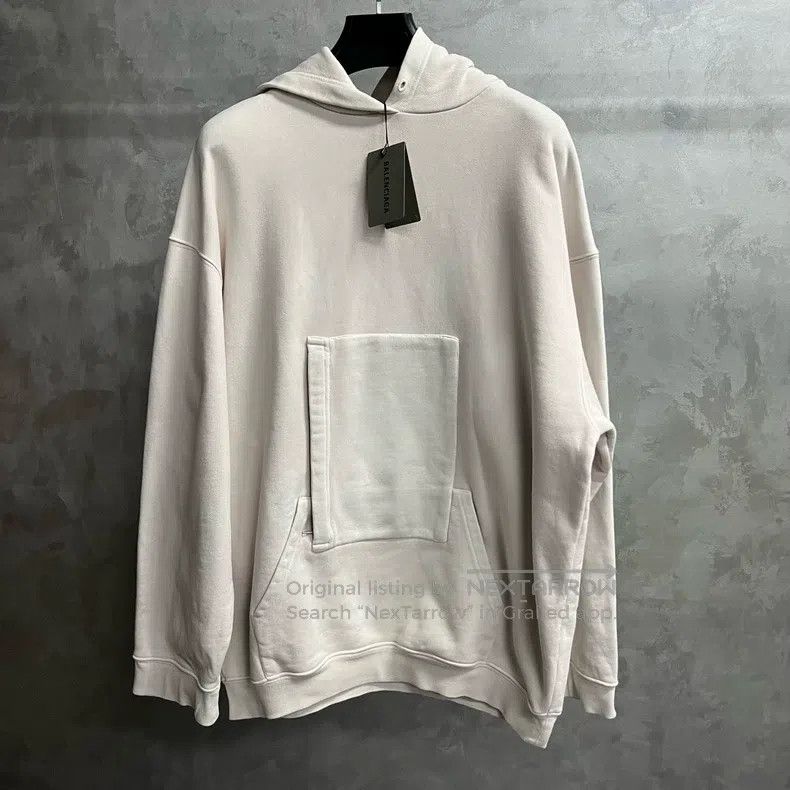 Balenciaga Balenciaga Grey logo print all-cotton hooded pullover Size US XS / EU 42 / 0 - 1 Thumbnail