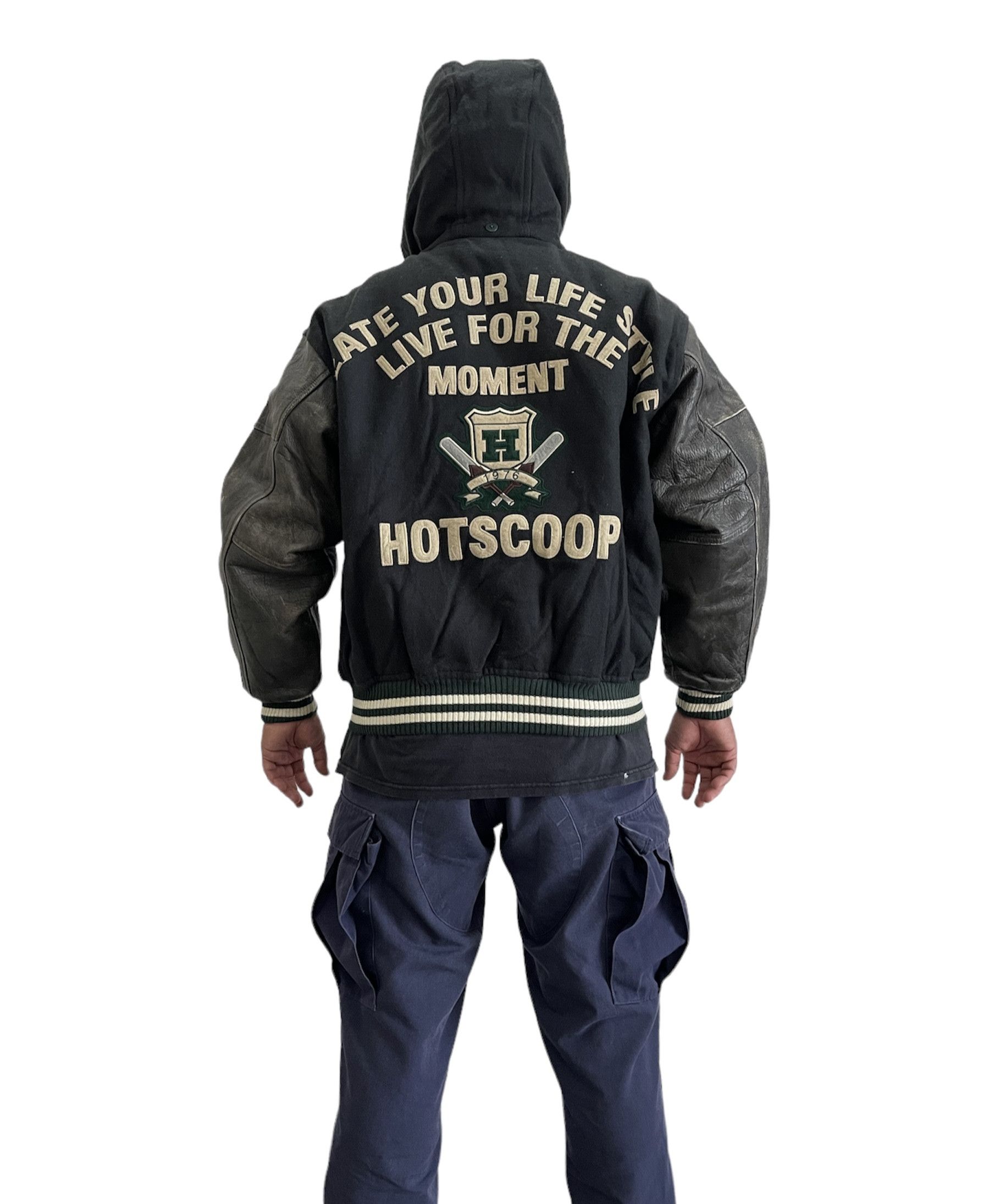 Vintage Vintage HOTSCOOP Wool Sleeve Leather Varsity Jacket Size US L / EU 52-54 / 3 - 16 Thumbnail