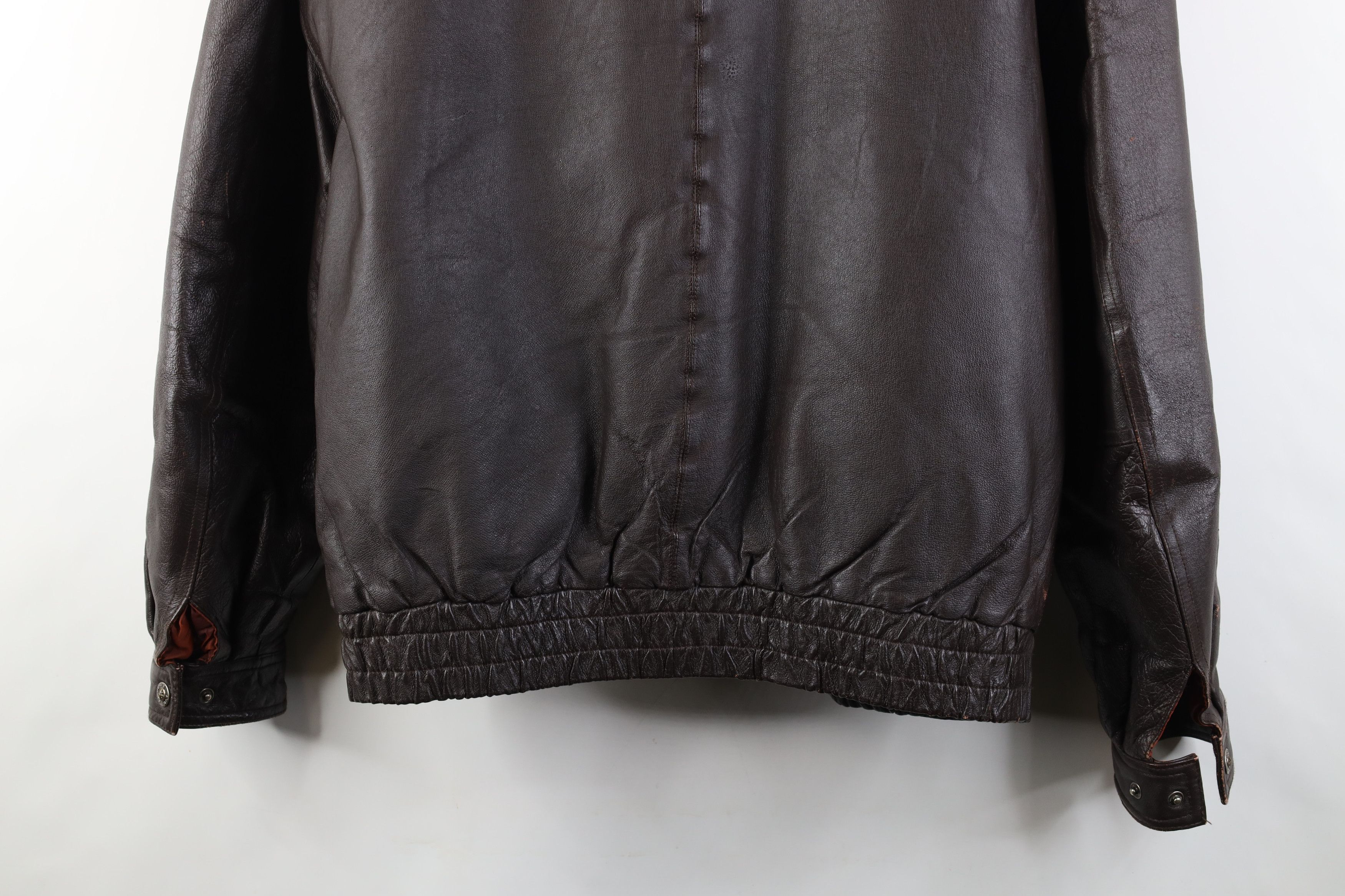 Vintage Vintage 90s Streetwear Leather Flight Bomber Jacket Brown Size US XL / EU 56 / 4 - 15 Thumbnail