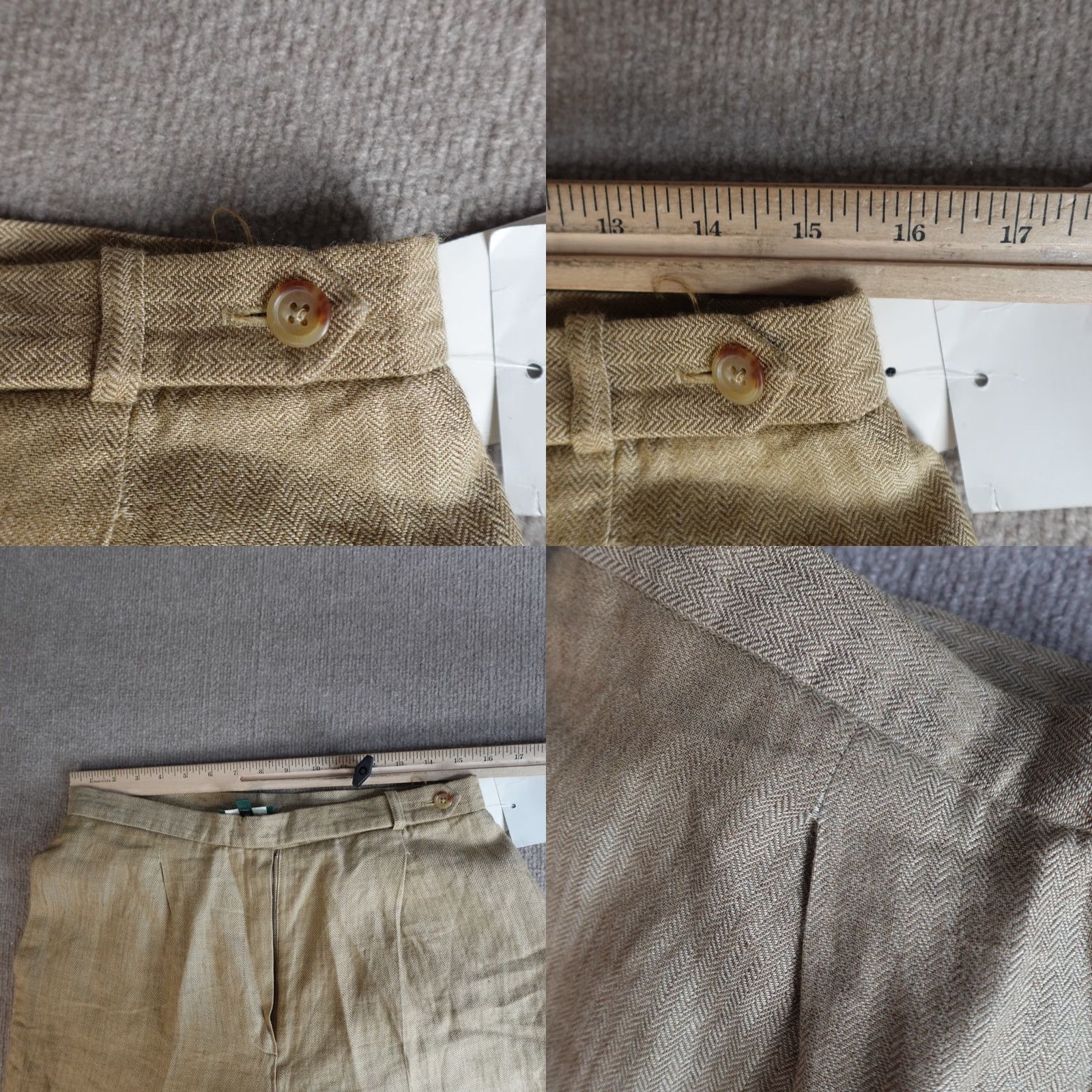 Ralph Lauren VINTAGE Lauren Ralph Lauren Womens Pants 14 Beige Pleated Herringbone High Rise NEW Linen Ramie Rayon Front Flat Inseam 31 Dress Pants Womens Size 36" / US 14 / IT 50 - 9 Thumbnail