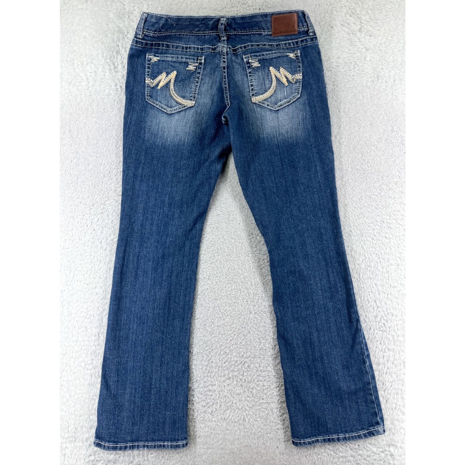 Vintage Maurines Women's Blue Denim Bootcut Jeans Size 11 Stretch Cotton Blend Low Rise Casual Size 32" / US 10 / IT 46 - 2 Thumbnail