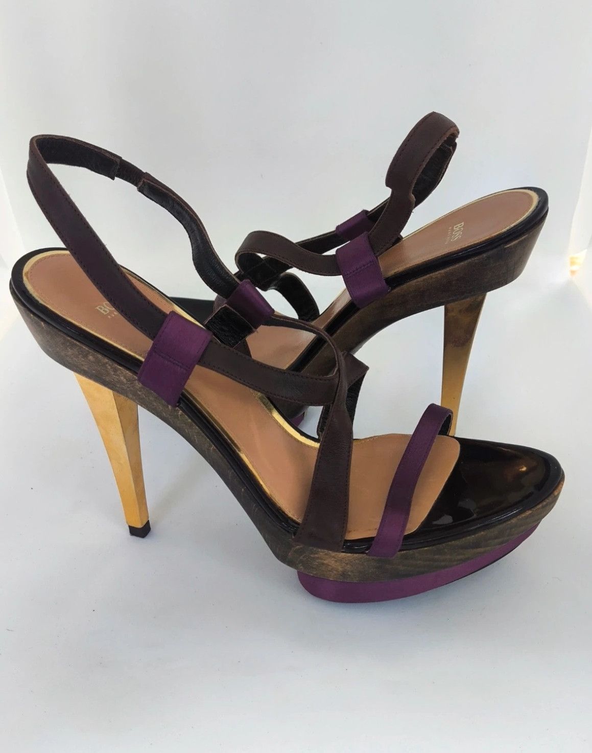 Hugo Boss BOSS Heeled Sandals Platform Leather EU 39 Size US 9 / IT 39 - 6 Thumbnail