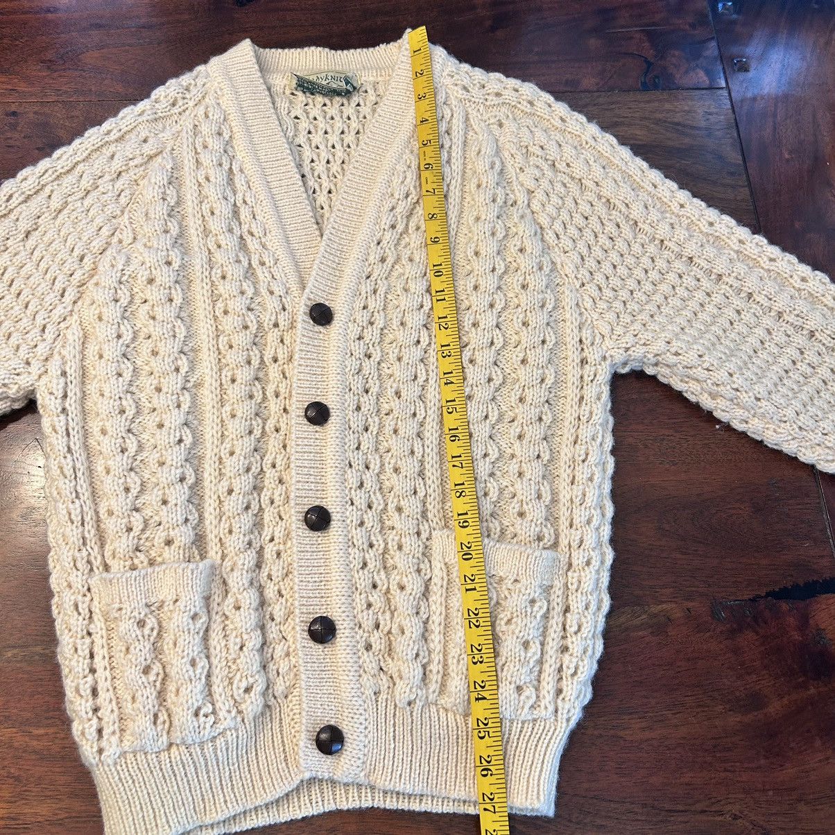 Vintage Clady Knit Aran Irish Wool Fisherman Cardigan Cableknit 38 Size US S / EU 44-46 / 1 - 6 Thumbnail