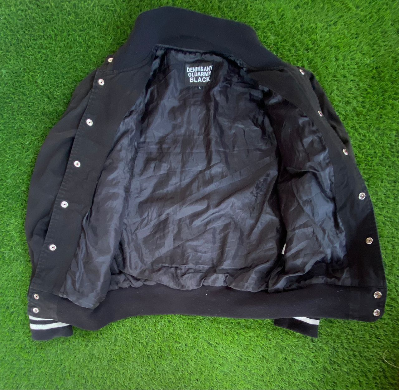 Japanese Brand Denim & Any Oldaarmy Black Varsity Jacket Size US L / EU 52-54 / 3 - 3 Thumbnail