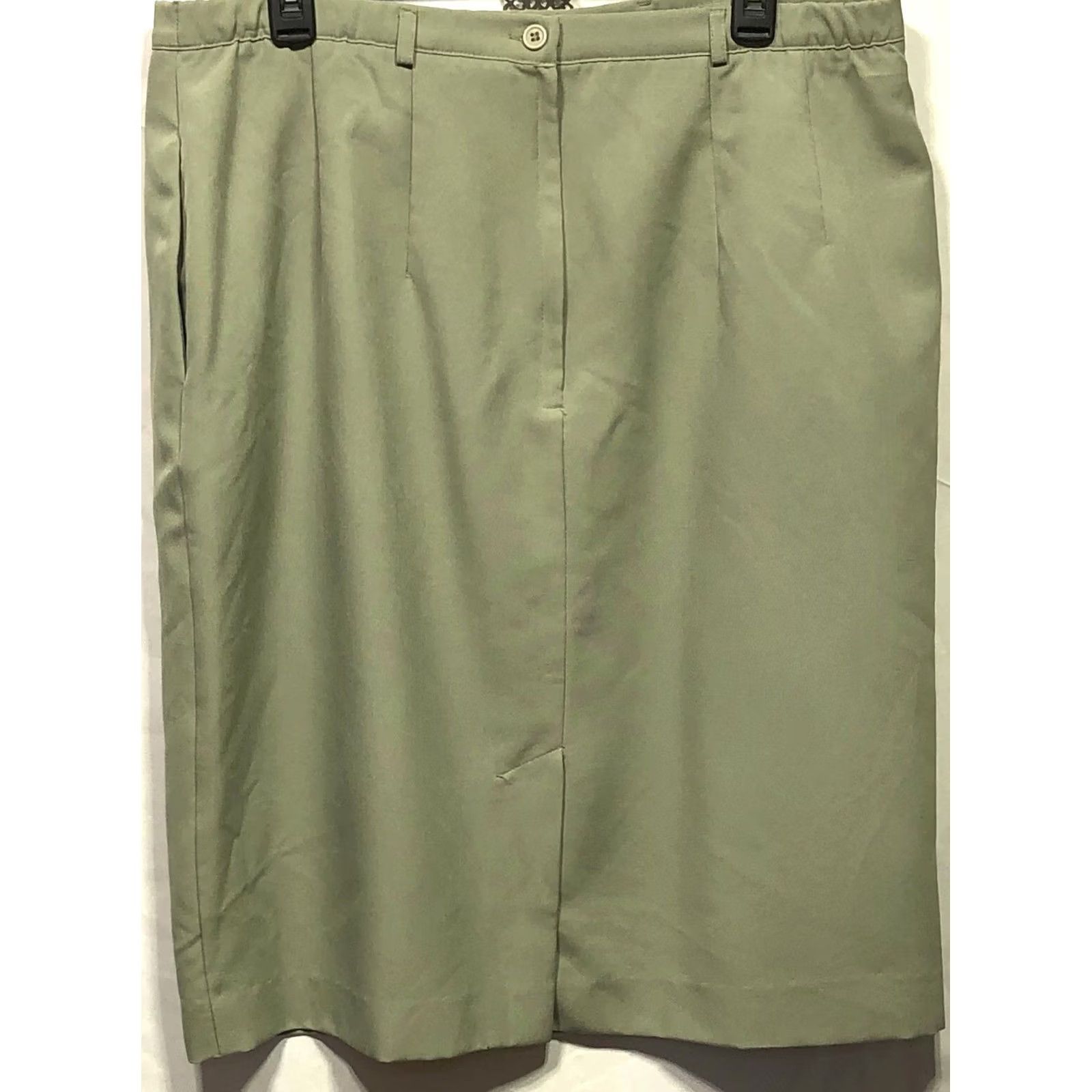 Vintage Liz Baker Straight Midi Skirt 18W Green Slit Pockets 36"W 36"W Career Office Women Skirt 18W Green XS? Size 40" / US 18 - 3 Thumbnail