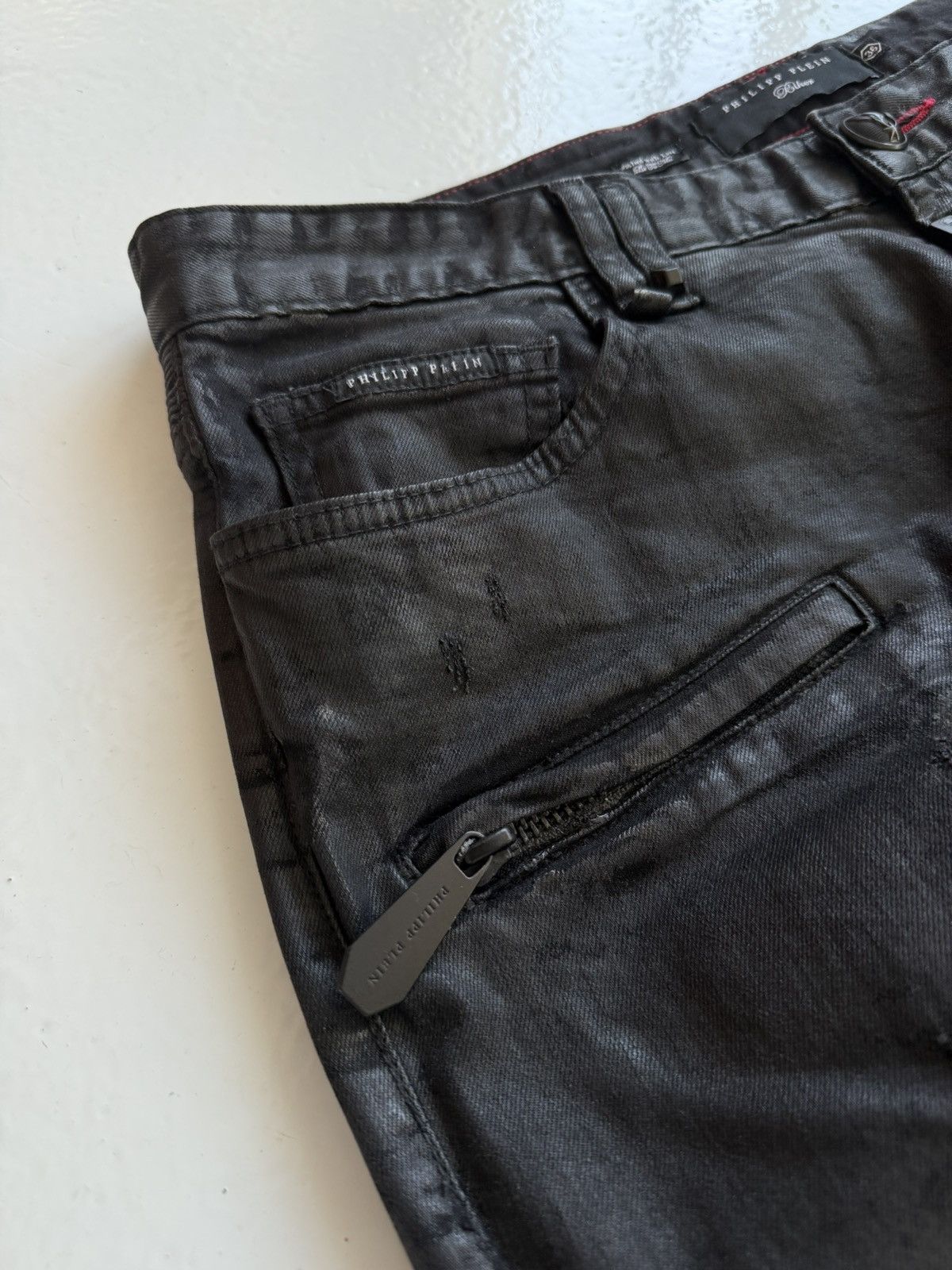 Philipp Plein Philipp Plein born&raised distressed waxed biker denim Size US 36 / EU 52 - 5 Thumbnail