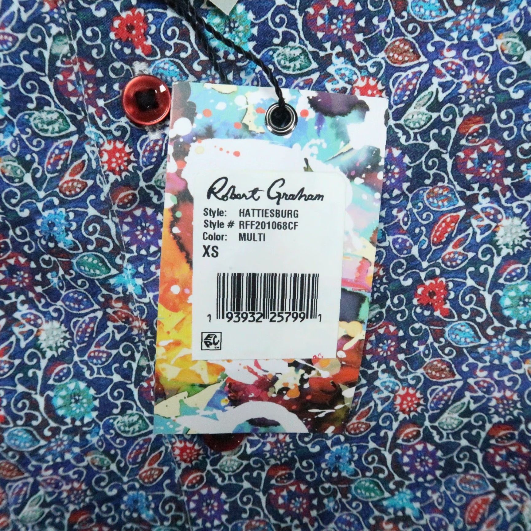 Robert Graham Robert Graham Shirt Men XS Blue Floral Long Sleeve Button-Up Flip Cuff Classic Size US XS / EU 42 / 0 - 5 Thumbnail