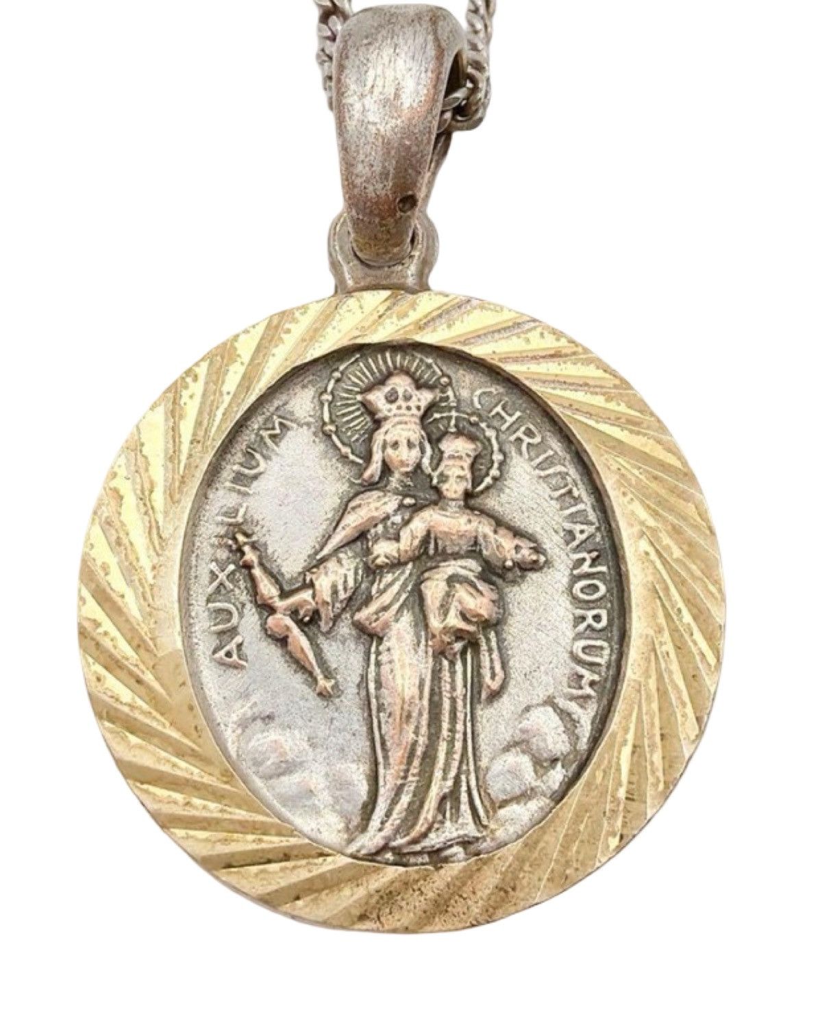 Dolce & Gabbana Christ Coin Two Tone Silver Necklace Size ONE SIZE - 2 Thumbnail