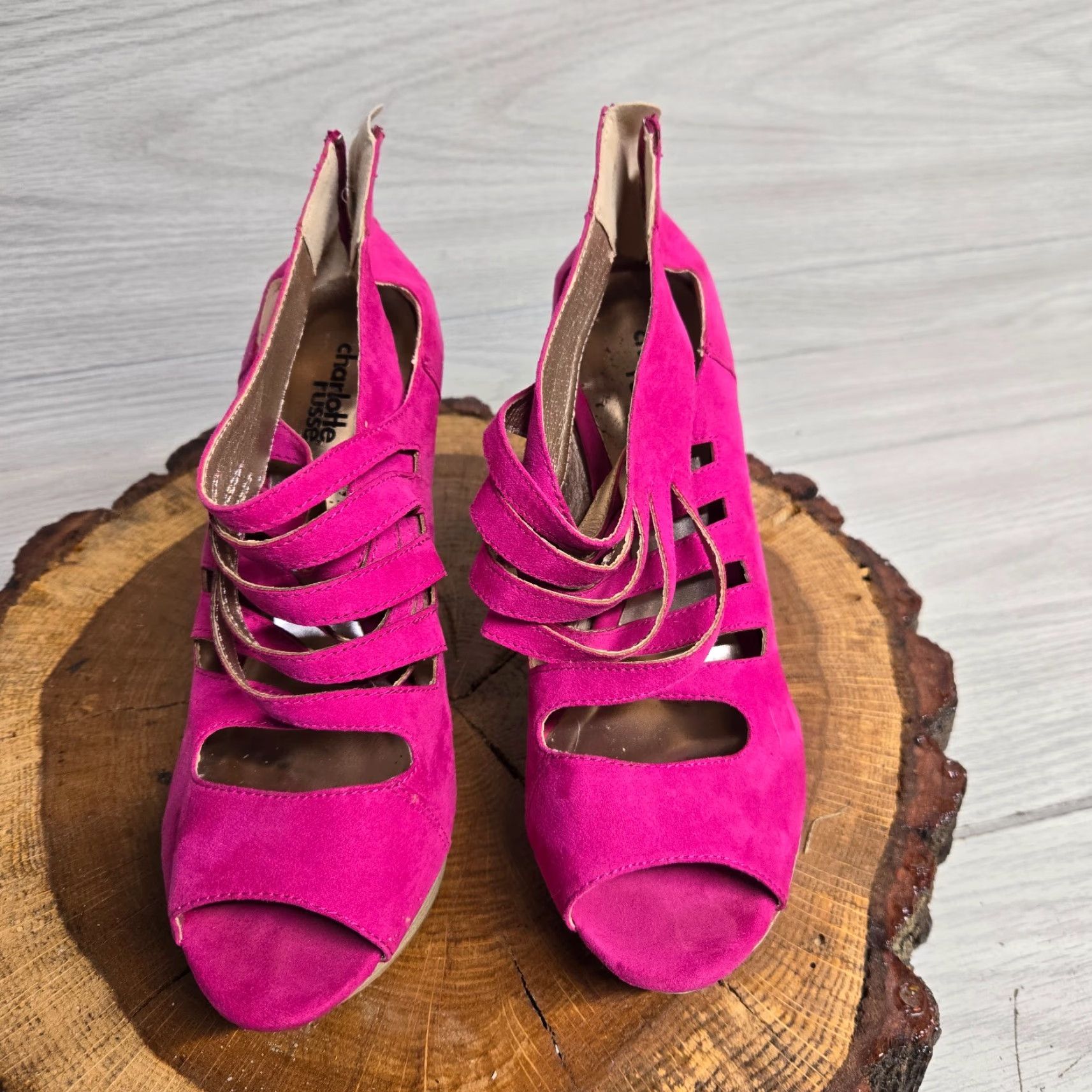 Vintage VINTAGE Charlotte Russe Women’s Platform Heel Shoes Size 8 Pink Peep Toe Zipper Stiletto 5" Shoes Size US 8 / IT 38 - 2 Thumbnail