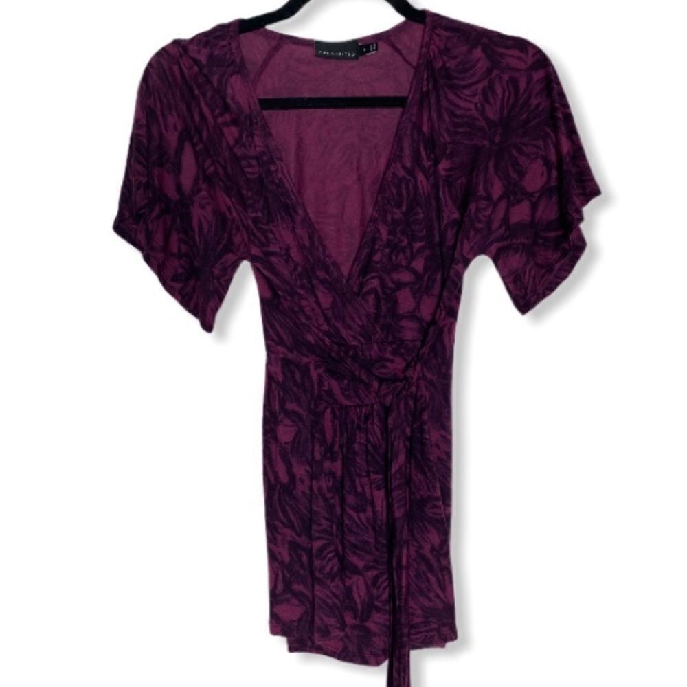 Other The Limited Women’s Size S Purple Floral Tie Waist Blouse So Size S / US 4 / IT 40 - 2 Thumbnail