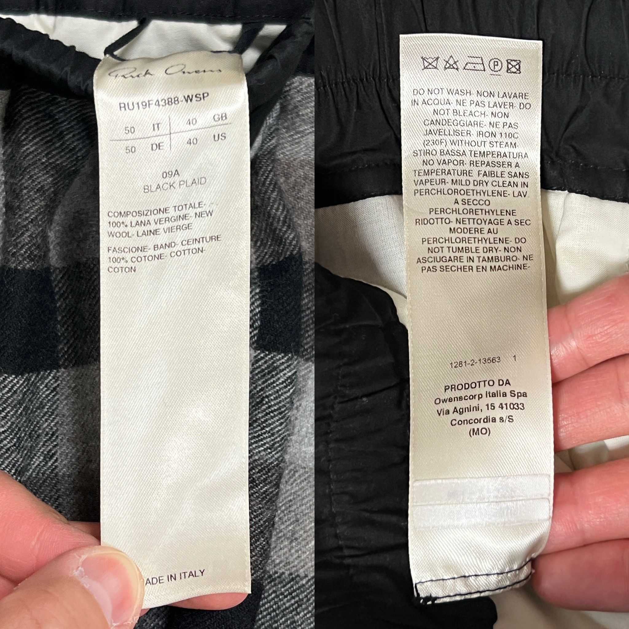 Rick Owens Rick Owens FW19 "LARRY" Drawstring Black Plaid Track Pants Size US 34 / EU 50 - 6 Thumbnail