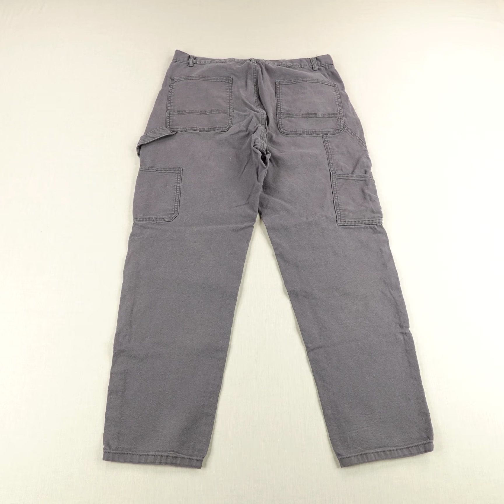 VINTAGE No Boundaries Carpenter Work Pants Mens 36x30 Gray Utility Double Knee Casual Y2K
