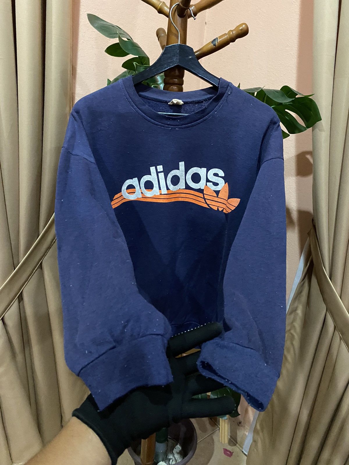 Adidas Vintage 80S Adidas Trefoil Sweatshirt – Navy Blue Sportswear Size US M / EU 48-50 / 2 - 6 Thumbnail