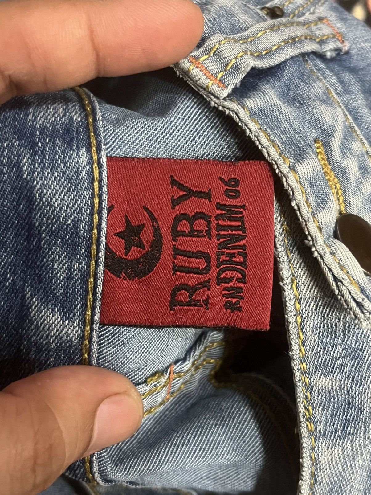 Tornado Mart ⚡️Flare⚡️Vintage Japanese Brand Ruby Denim Whisker Blue Jeans Size US 32 / EU 48 - 15 Thumbnail