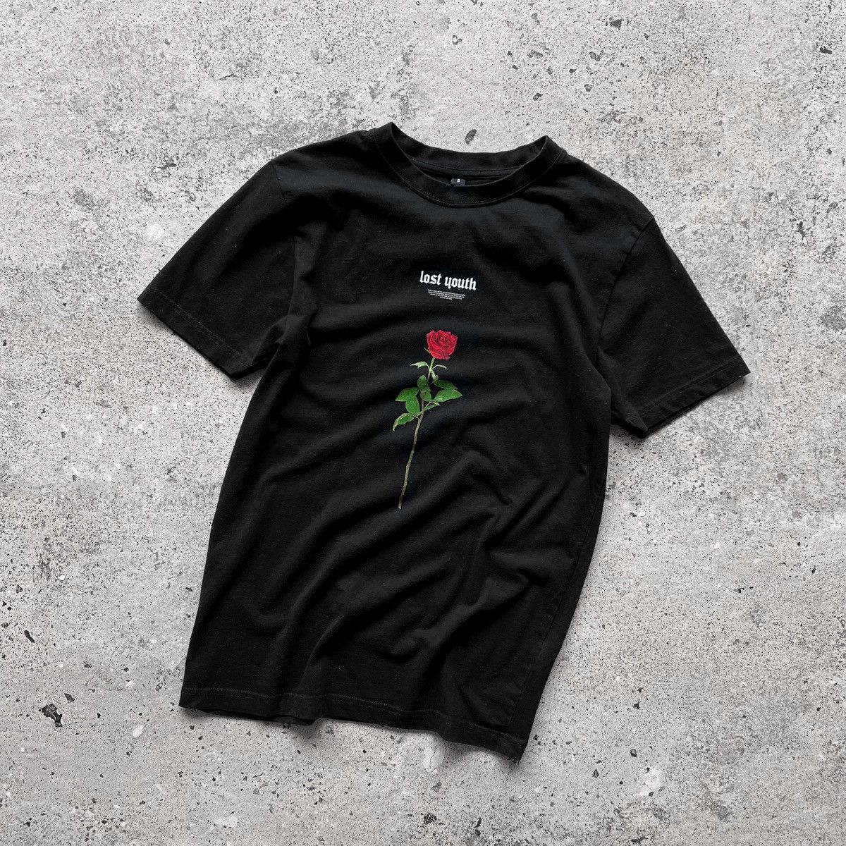 Designer × Other Mister Tee Mens Lost Youth Rose Short Sleeve Black T-Shirt Size US S / EU 44-46 / 1 - 1 Thumbnail