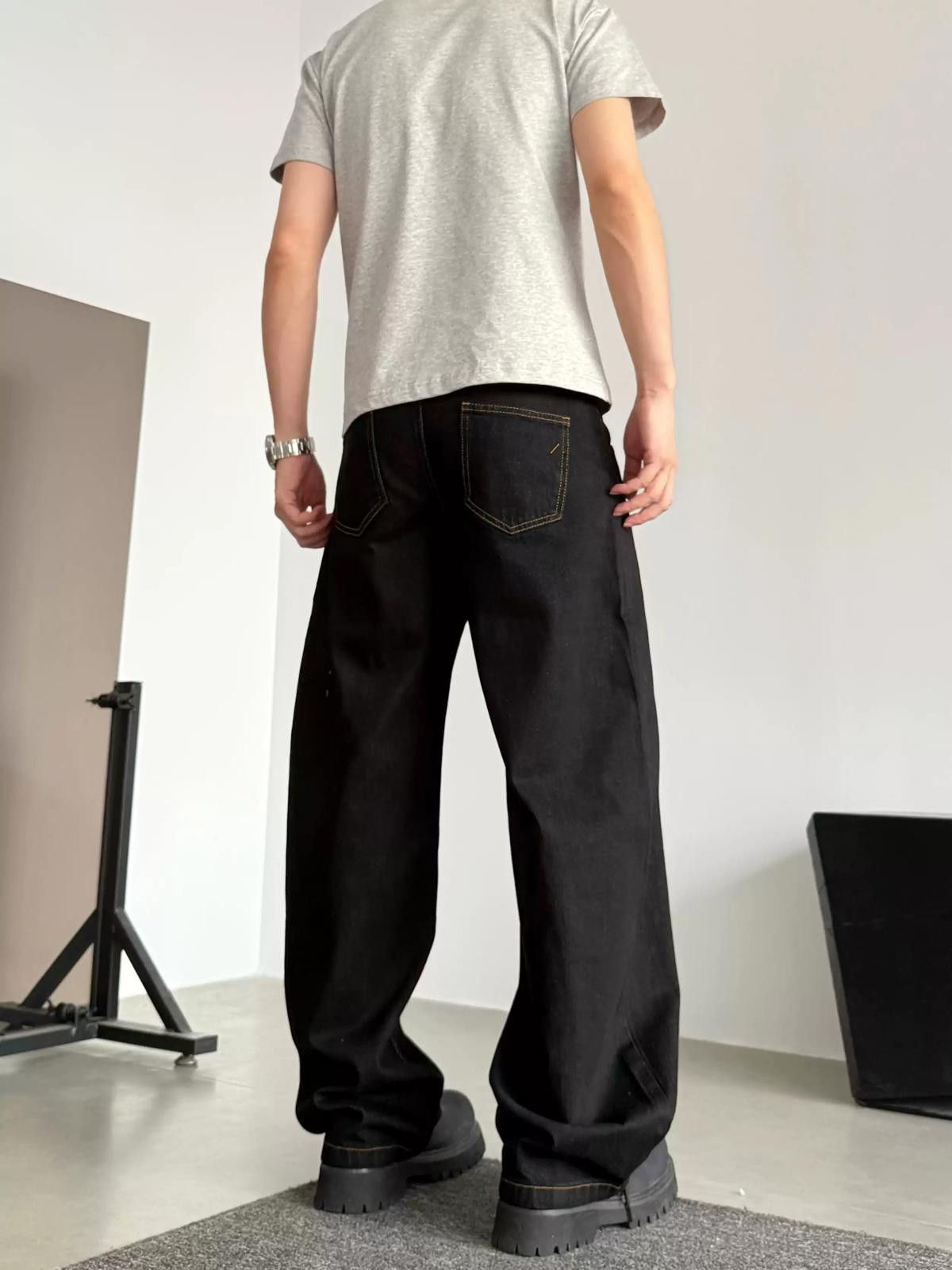 Other Black Wide-Leg Denim Jeans Size US 32 / EU 48 - 4 Thumbnail