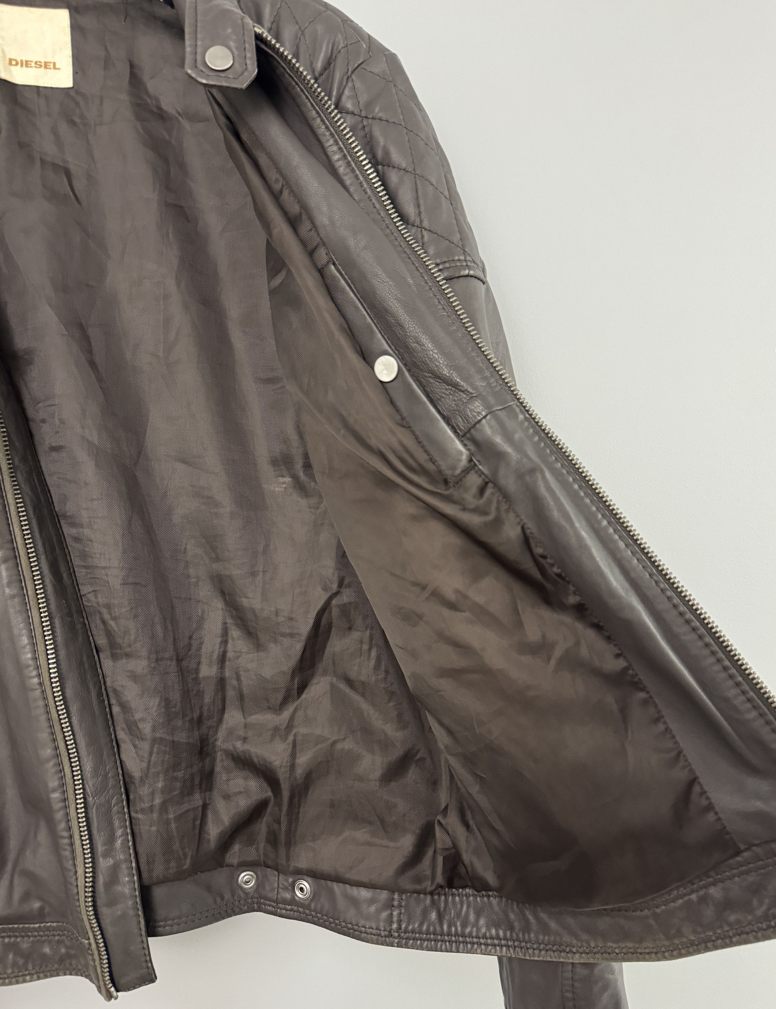 Diesel Men's Diesel Sheepskin Leather Jacket Biker Brown Size XL Size US XL / EU 56 / 4 - 8 Thumbnail