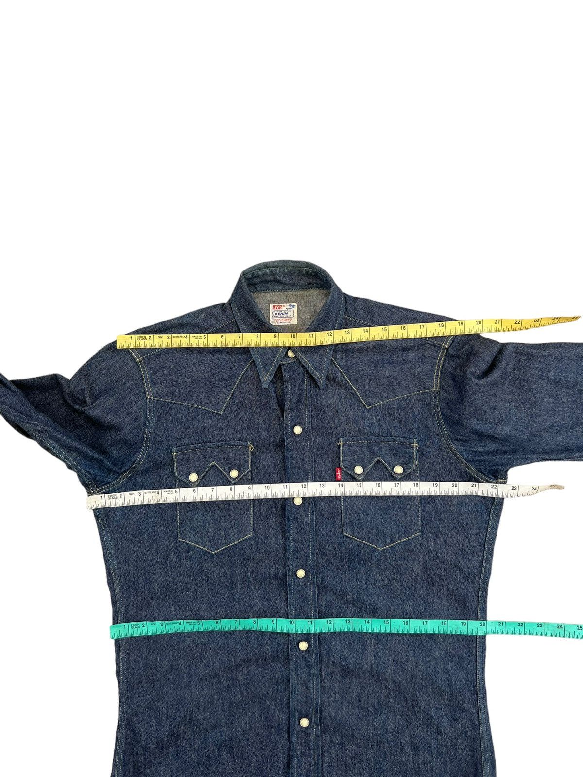 Levi's × Levi's Vintage Clothing Vintage 90s Levi’s LVC Big E Denim Western Shirt Short Horn Size US M / EU 48-50 / 2 - 3 Thumbnail