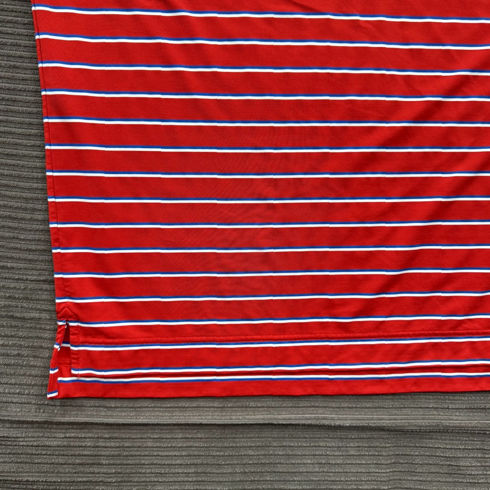 Footjoy FootJoy Polo Shirt Mens XL Red Blue White Striped Golf Performance Short Sleeve Breathable Moisture Wicking Size US XL / EU 56 / 4 - 6 Thumbnail