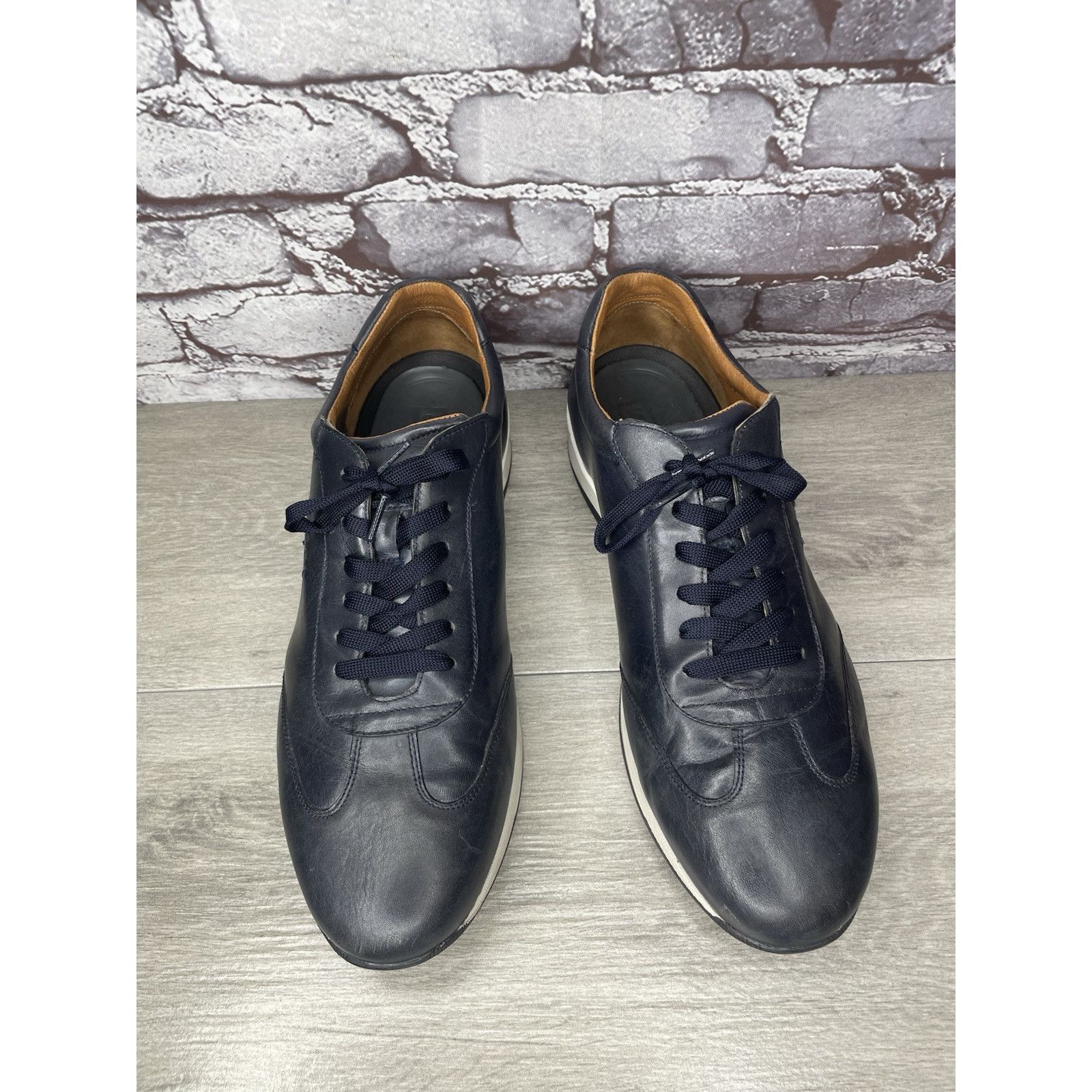 Other SABATTER Navy Blue Leather Bicycle Toe Casual Sneakers Shoes Size US 13 / EU 46 - 3 Thumbnail