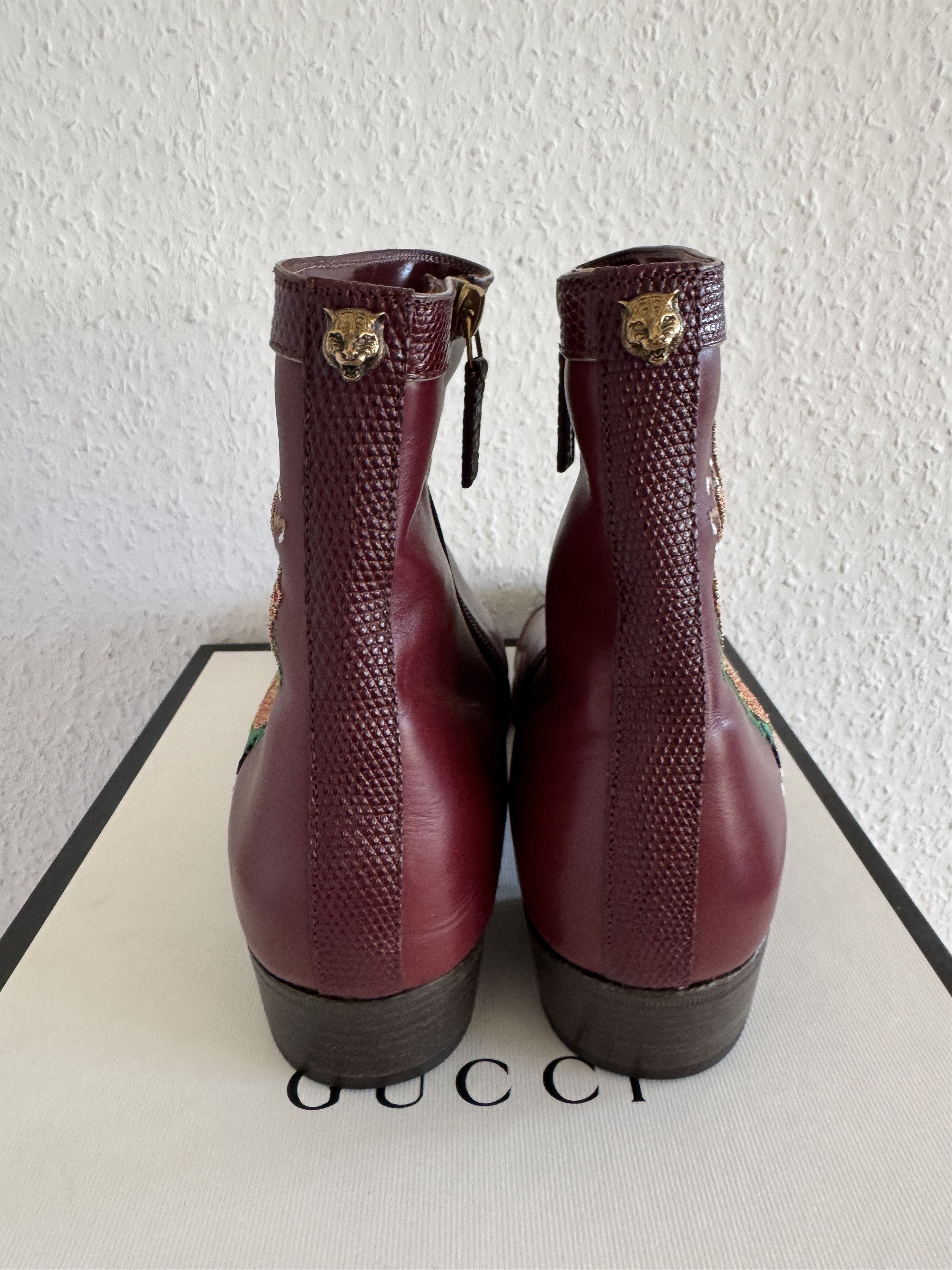 Gucci Red Leather Dragon Embroidery Boots Size US 8.5 / EU 41-42 - 10 Thumbnail