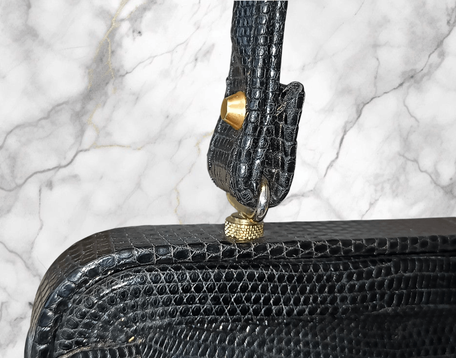 Designer × Vintage Vintage Lizard Leather Handbag 1950s Size ONE SIZE - 6 Thumbnail