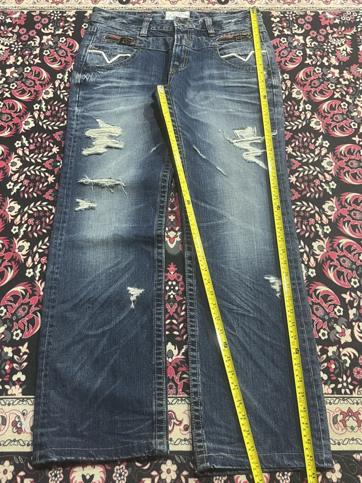 Hysteric Glamour Vintage Japanese Lolita Slogan Clawmark Ripped Loose Jeans Size US 34 / EU 50 - 12 Thumbnail
