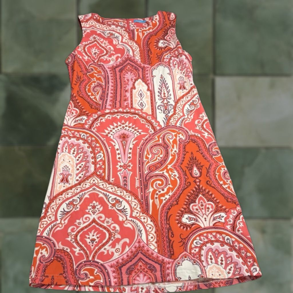 J.McLaughlin J. McLaughlin Dress Women’s M Pink Paisley Sleeveless Knit Pencil Maxi Casual Boho 90s? (Wait) Size M / US 6-8 / IT 42-44 - 1 Thumbnail