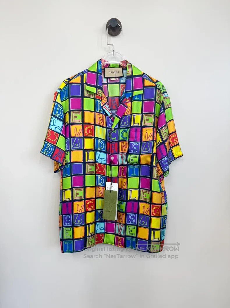 Gucci Gucci Multi-coloured letter plaid full-print twill silk sh Size US S / EU 44-46 / 1 - 1 Thumbnail