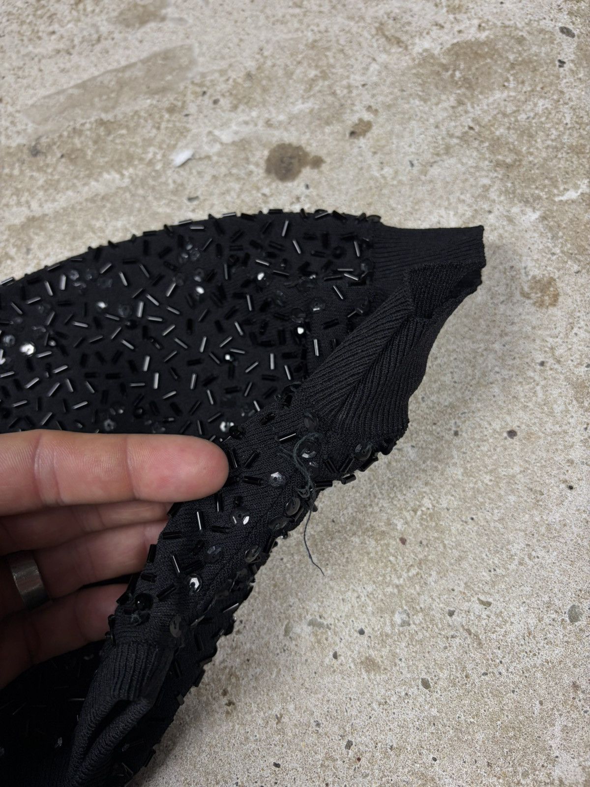 Dolce & Gabbana SS 1999 Dolce & Gabbana Runway Beaded Black Ultra Crop Top Size M / US 6-8 / IT 42-44 - 6 Thumbnail