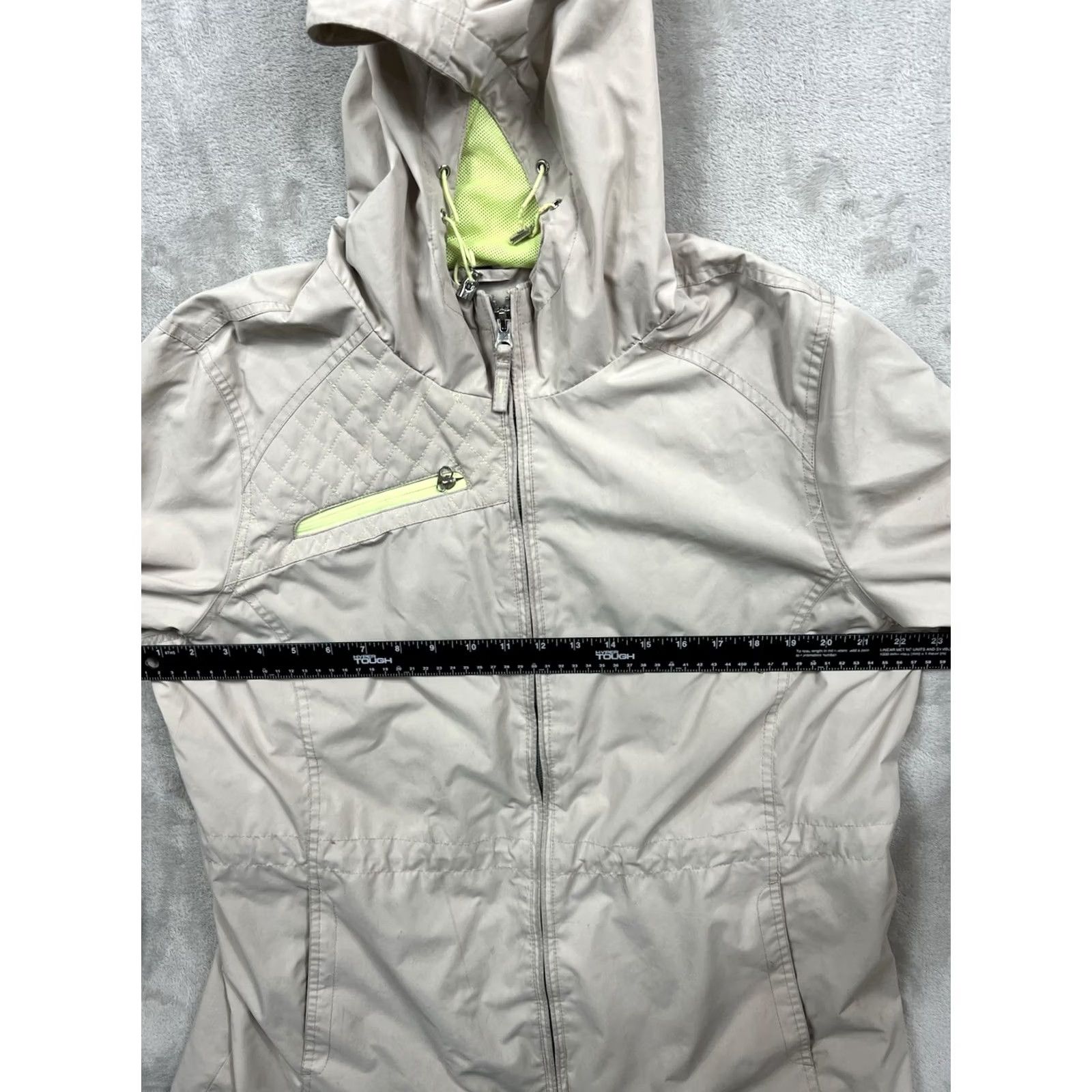 Free Country Free Country Rain Coat Jacket Womens Hooded Zipper XL Tan Brown Neon Yellow Rainwear Activewear Size XL / US 12-14 / IT 48-50 - 2 Thumbnail