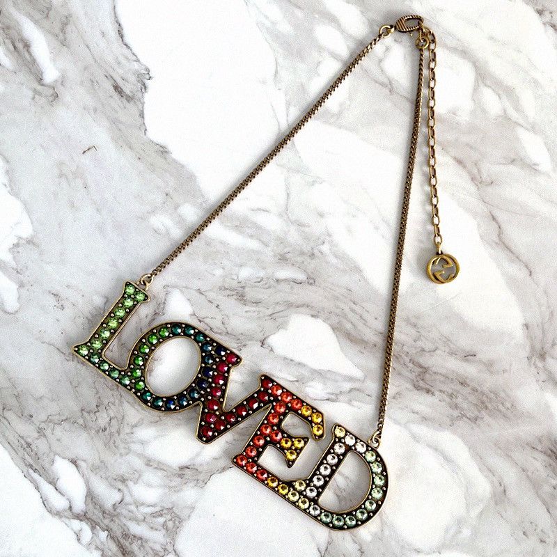 Gucci Gucci Gold Metal Necklace with Loved Pendant Multicolor Size ONE SIZE - 7 Thumbnail