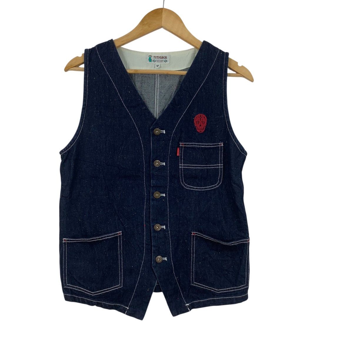 Other TITICACA SKULL BONES Embroidered Denim Jeans Vest Jacket Size M / US 6-8 / IT 42-44 - 5 Thumbnail