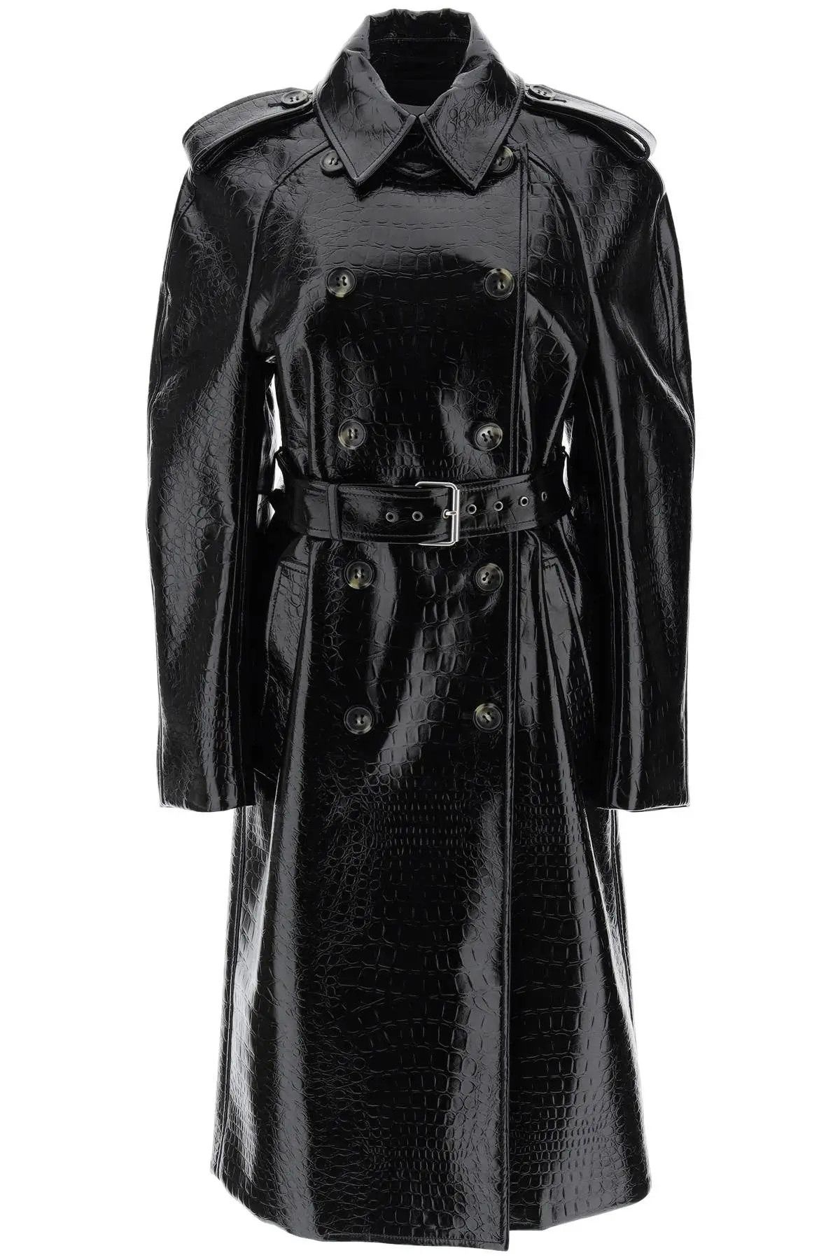 image of Sportmax O1S22I1N1223 Trench Coat In Black, Women's (Size Medium)