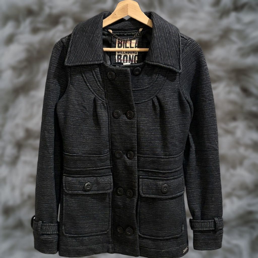 Billabong Billabong Pea Coat Jacket Women M Charcoal Double Breasted Button Lined Pockets Fall Winter Casual Workwear Size M / US 6-8 / IT 42-44 - 1 Thumbnail