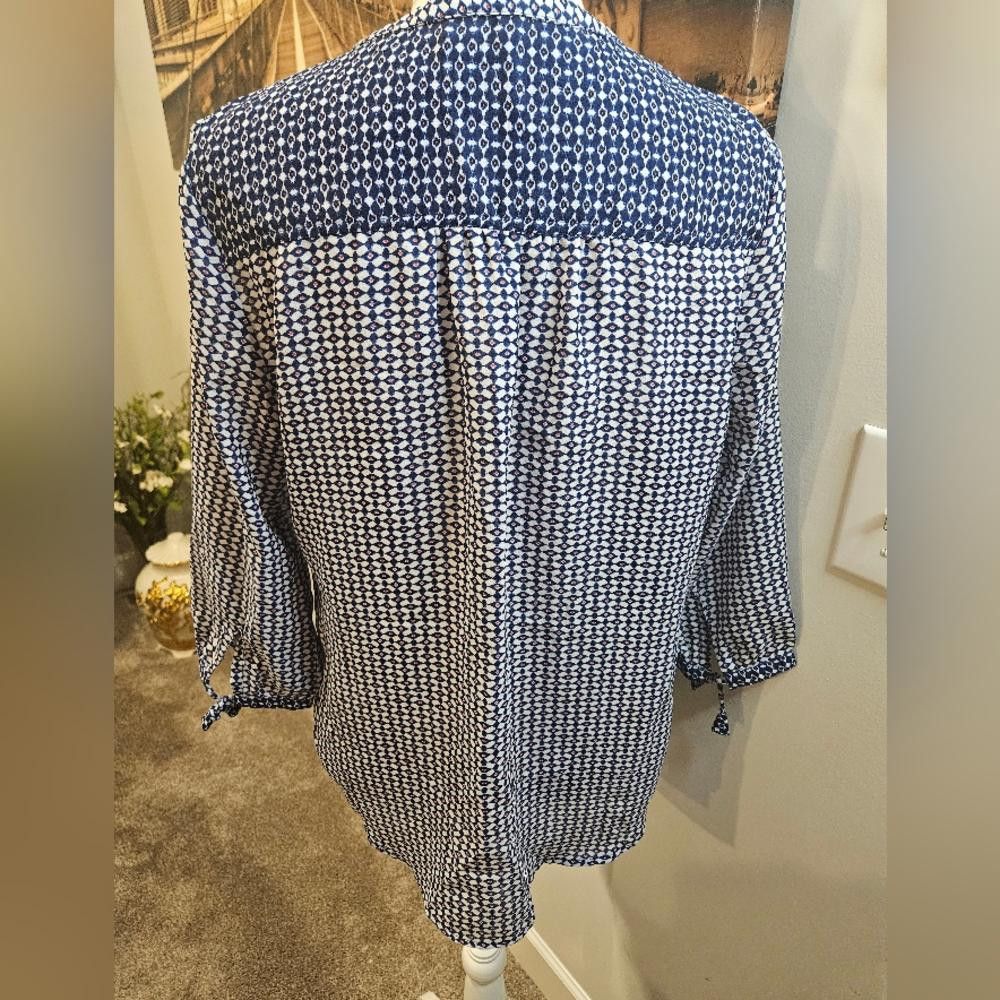 Designer Antilia Femme Navy Printed Boho Tunic Top #170 Size M / US 6-8 / IT 42-44 - 3 Thumbnail