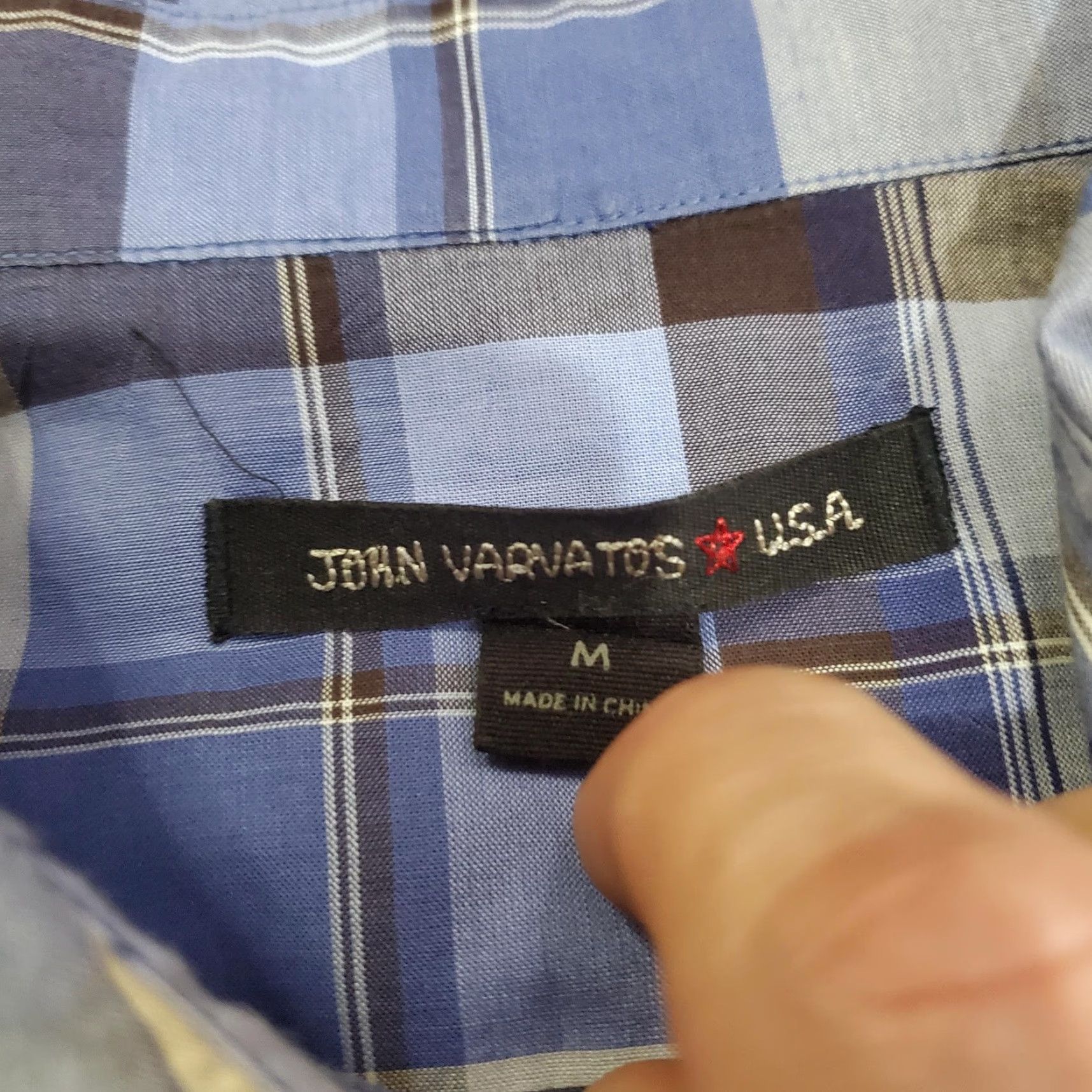 John Varvatos John Varvatos Shirt Mens Medium Blue White Plaid Button Down Long Sleeve Casual Shirt Size US M / EU 48-50 / 2 - 6 Thumbnail